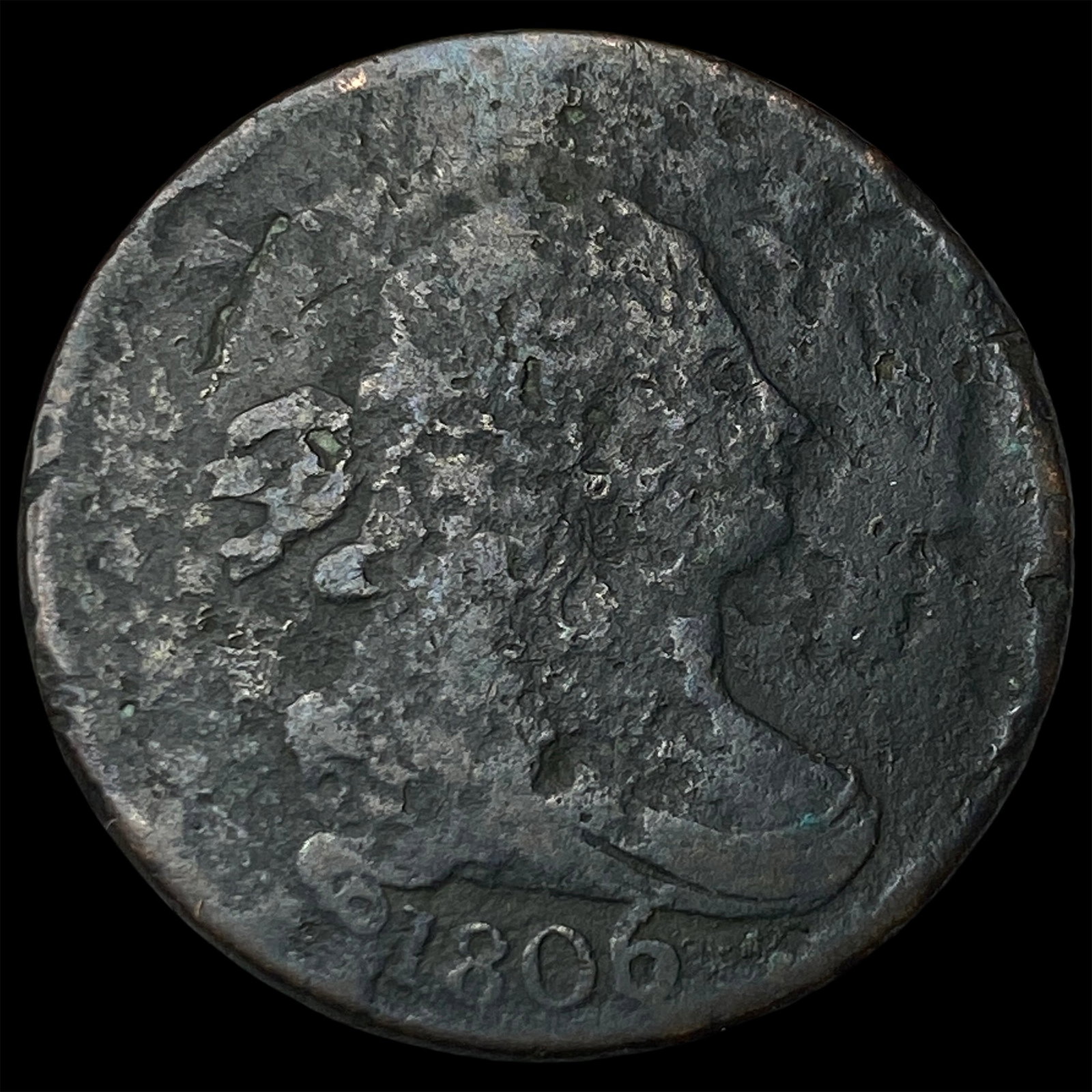 1806 Draped Bust Half Cent NICELY CIRCULATED: 1806 Draped Bust Half Cent NICELY CIRCULATED