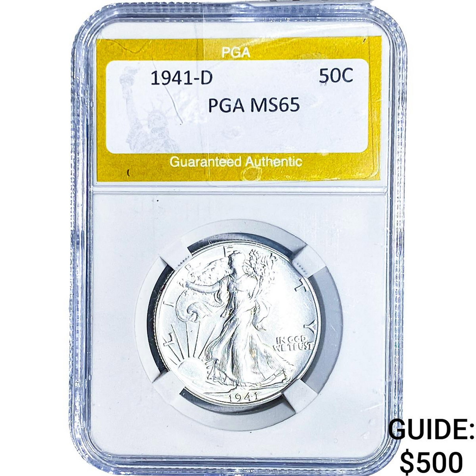 1941-D Walking Liberty Half Dollar PGA MS65: 1941-D Walking Liberty Half Dollar PGA MS65