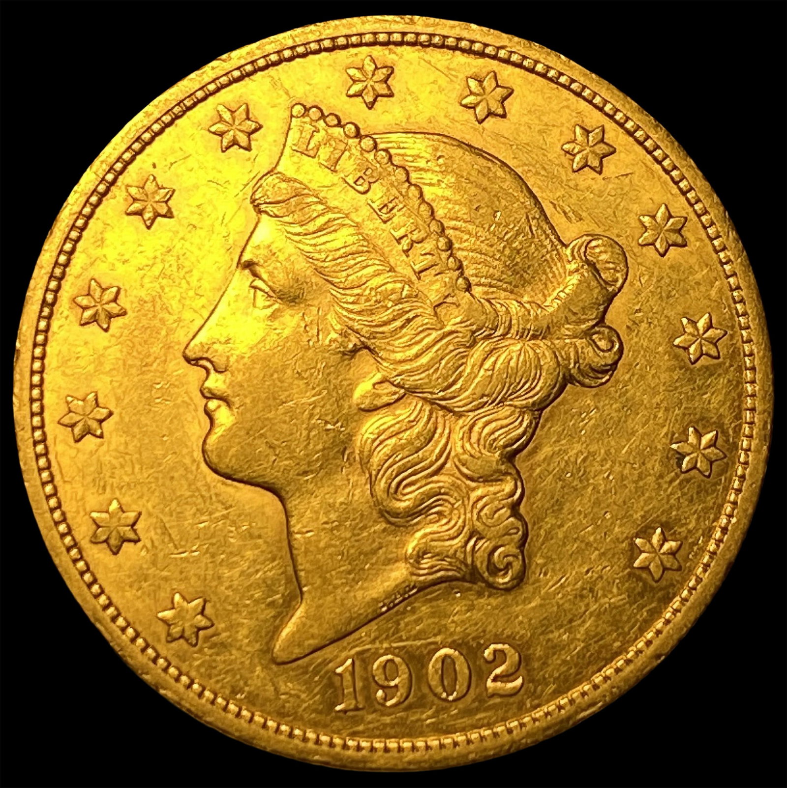 1902-S Gold $20 Liberty Head Double Eagle CLOSELY UNCIRCULATED: 1902-S Gold $20 Liberty Head Double Eagle CLOSELY UNCIRCULATED
