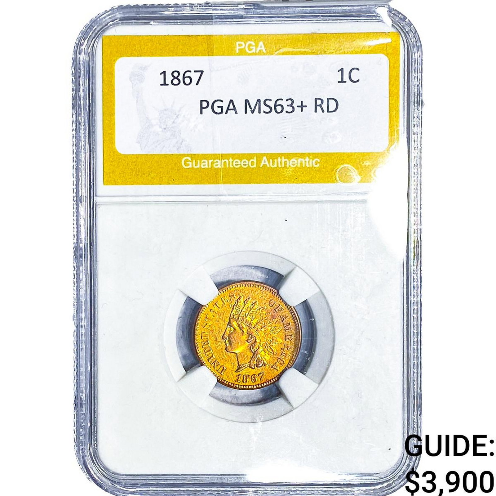 1867 Indian Head Cent PGA MS63+ RD: 1867 Indian Head Cent PGA MS63+ RD
