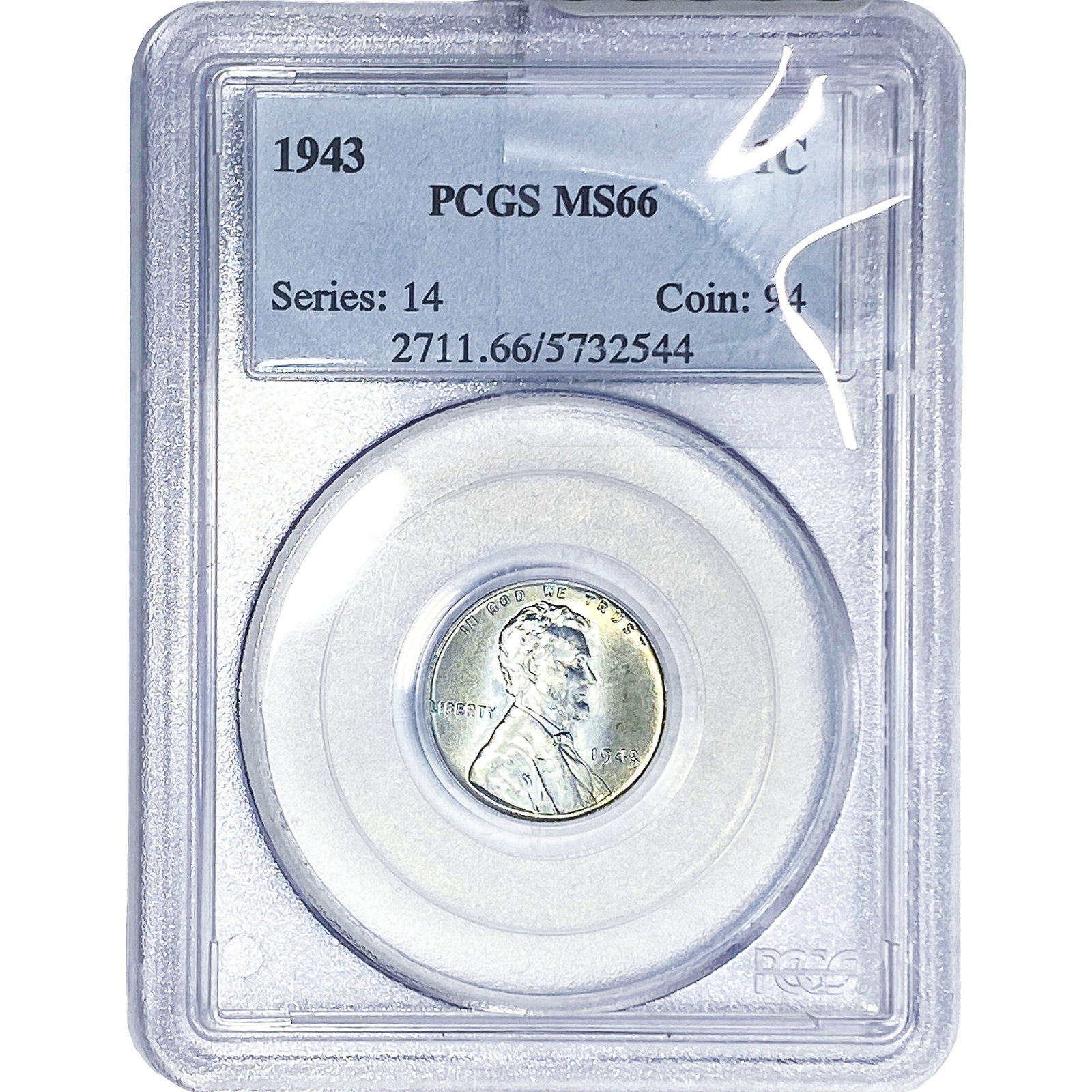 1943 Wheat Cent PCGS MS66 STEEL (1 of 2)