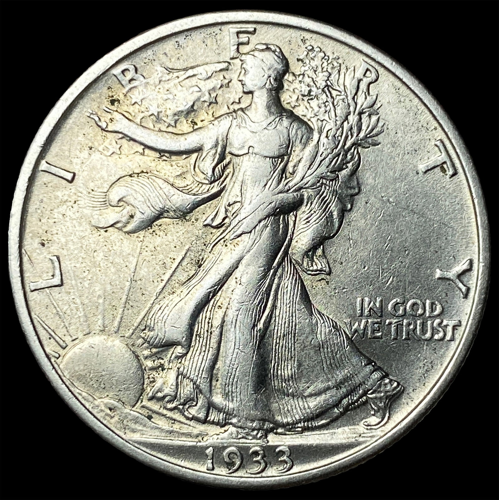 1933-S Walking Liberty Half Dollar CLOSELY UNCIRCULATED: 1933-S Walking Liberty Half Dollar CLOSELY UNCIRCULATED