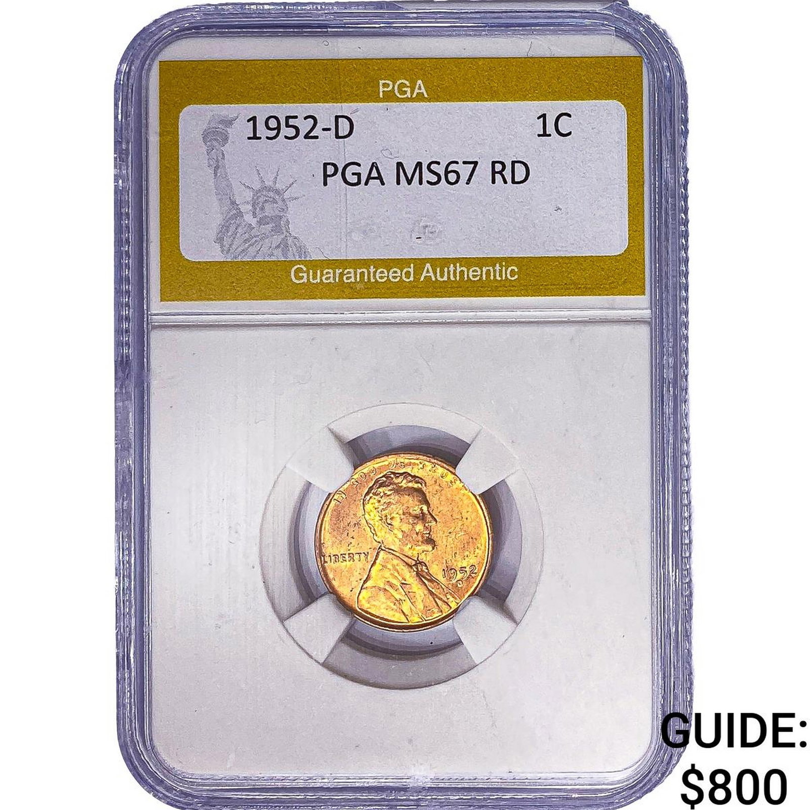 1952-D Wheat Cent PGA MS67 RD: 1952-D Wheat Cent PGA MS67 RD