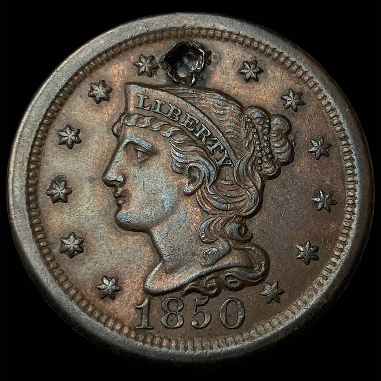1850 Braided Hair Large Cent HIGH GRADE: 1850 Braided Hair Large Cent HIGH GRADE