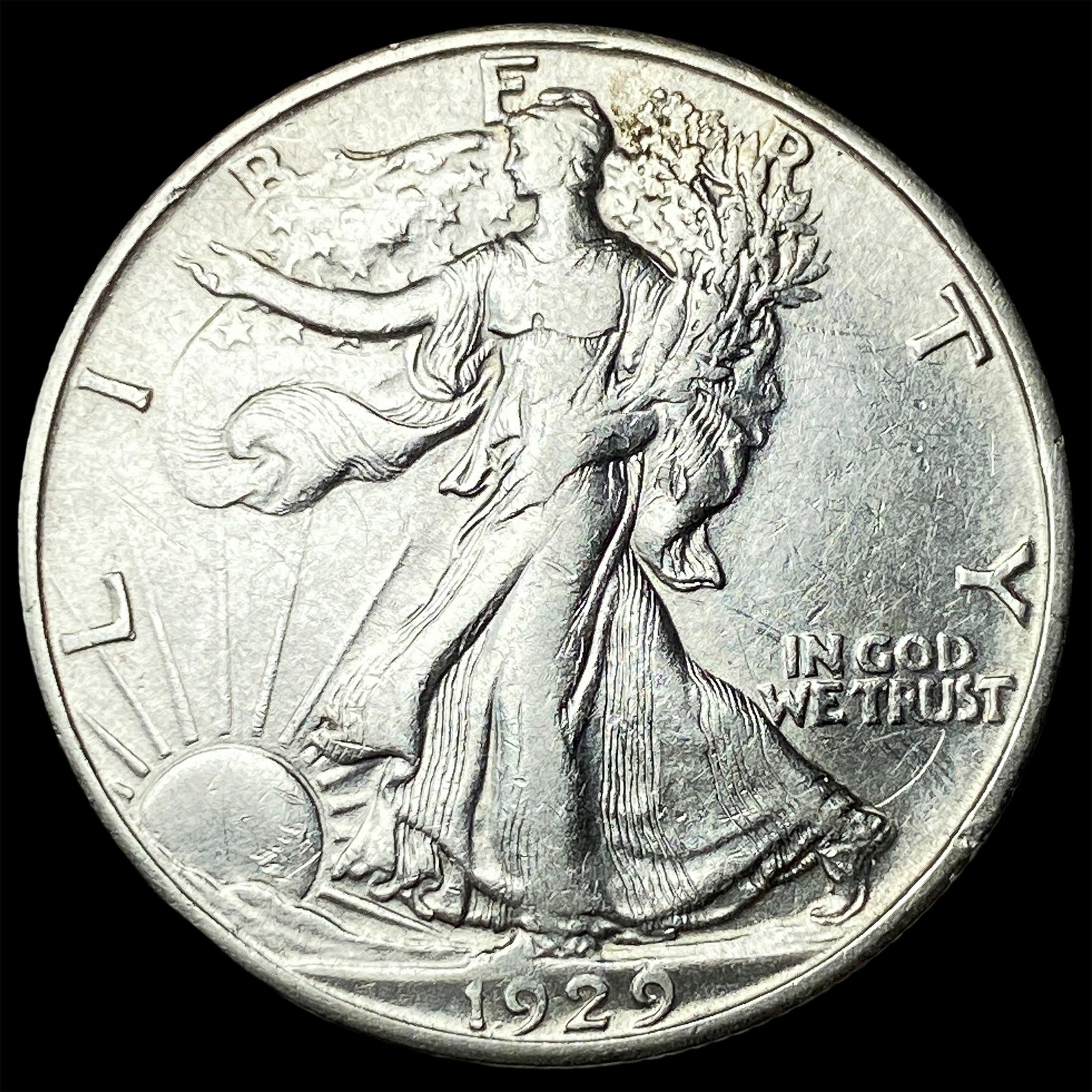 1929-D Silver Walking Liberty Half Dollar CLOSELY UNCIRCULATED: 1929-D Silver Walking Liberty Half Dollar CLOSELY UNCIRCULATED