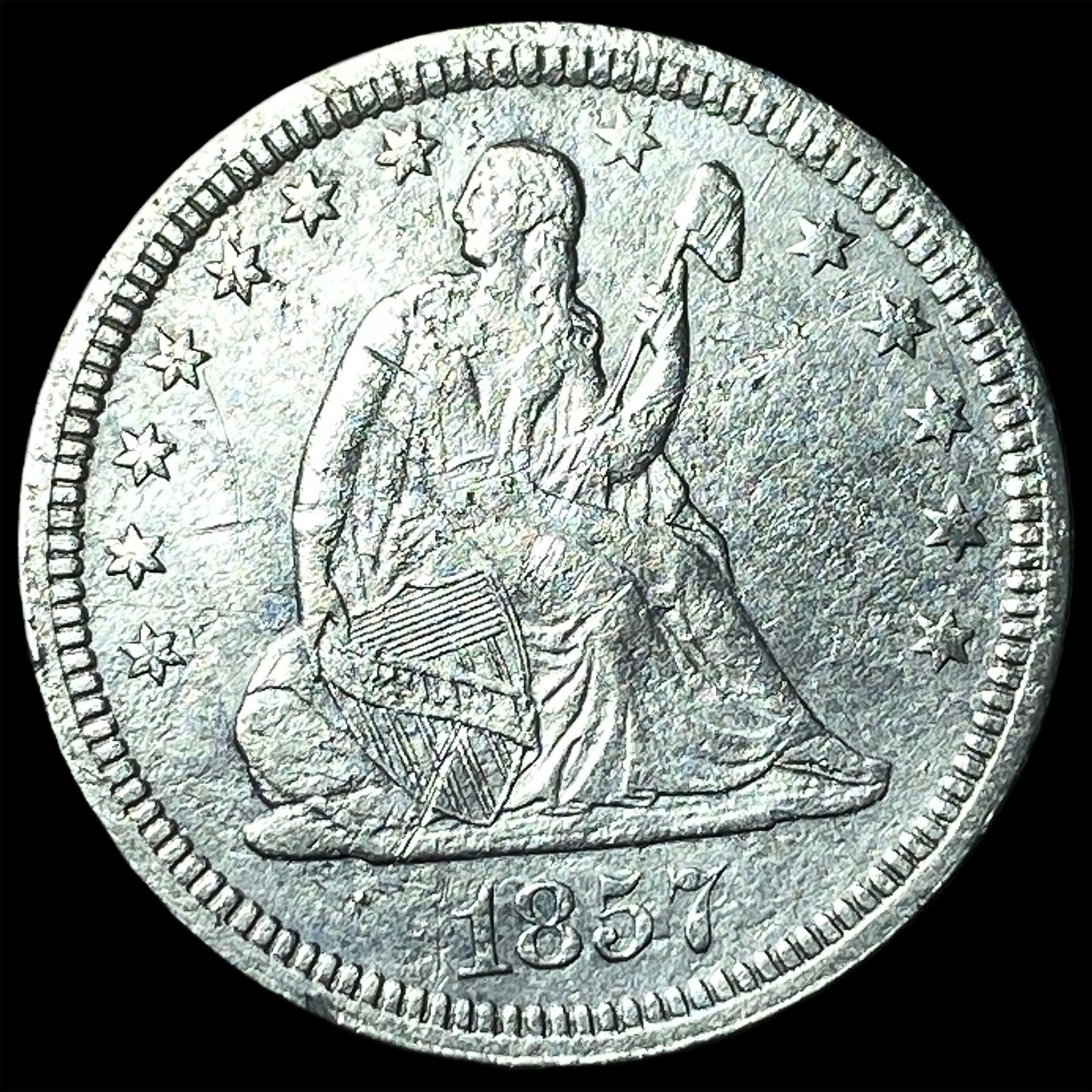 1857 Silver Seated Liberty Quarter HIGH GRADE: 1857 Silver Seated Liberty Quarter HIGH GRADE