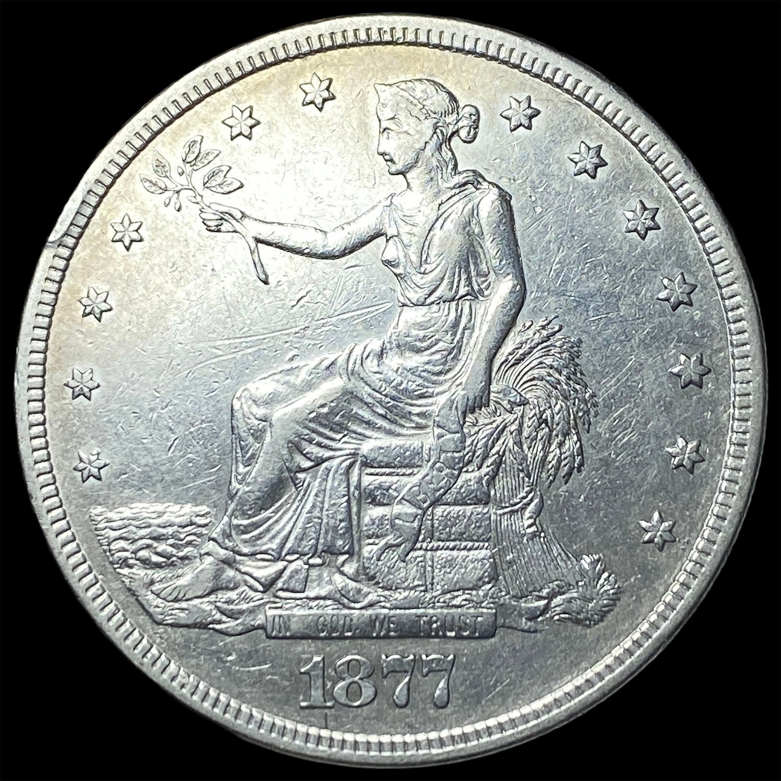 1877-S Silver Trade Dollar CLOSELY UNCIRCULATED: 1877-S Silver Trade Dollar CLOSELY UNCIRCULATED