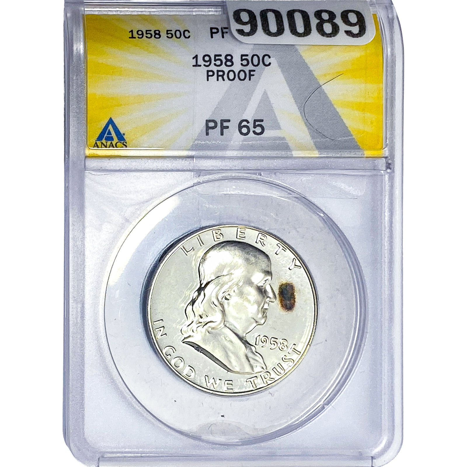 1958 Franklin Half Dollar ANACS PF65 PROOF: 1958 Franklin Half Dollar ANACS PF65 PROOF
