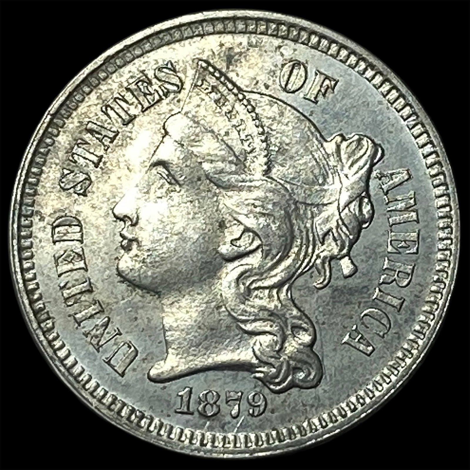 1879 Nickel Three-Cent Piece CHOICE BU (1 of 2)