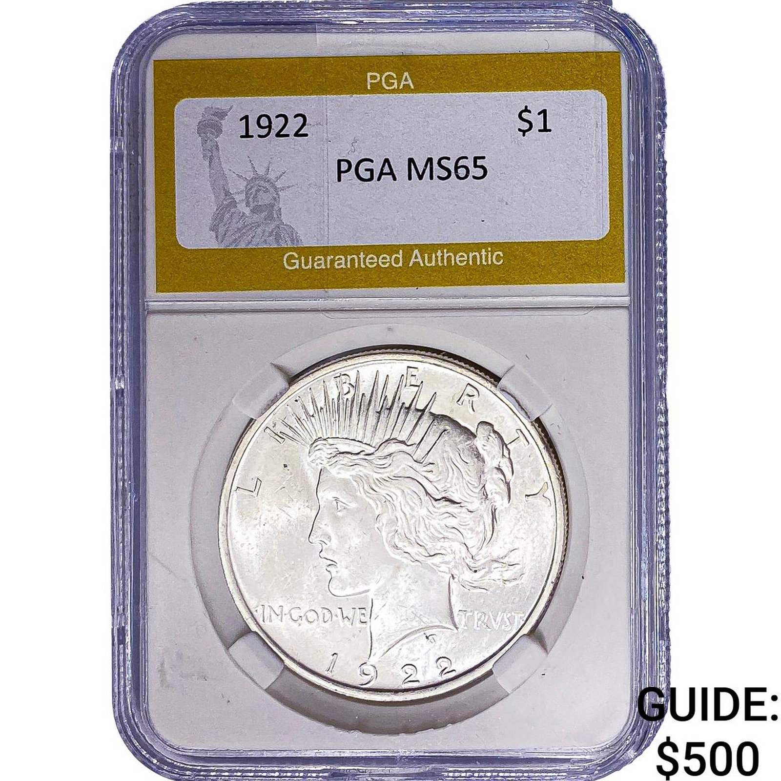 1922 Silver Peace Dollar PGA MS65: 1922 Silver Peace Dollar PGA MS65