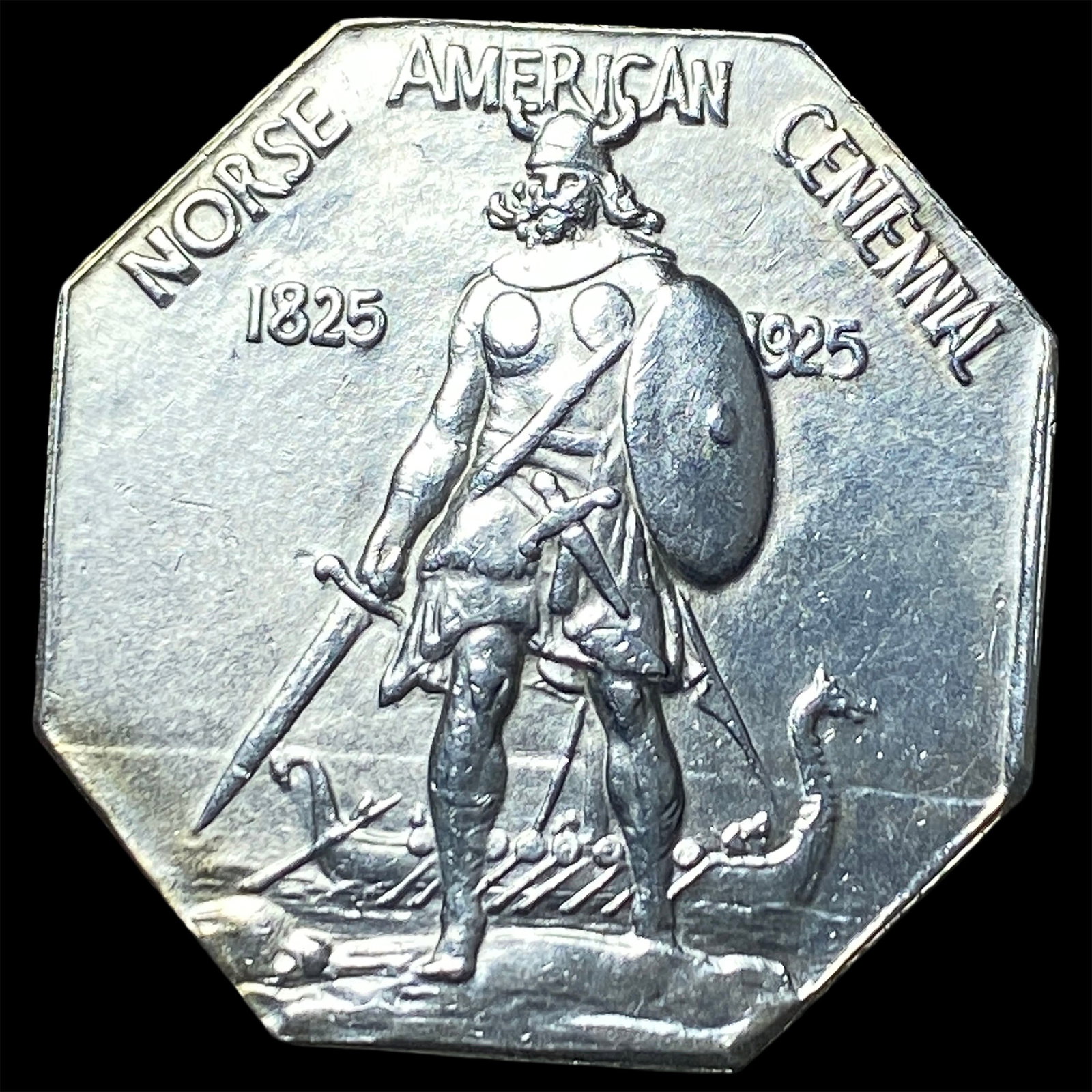 1925 Silver Norse American Centennial Medal UNCIRCULATED (1 of 2)
