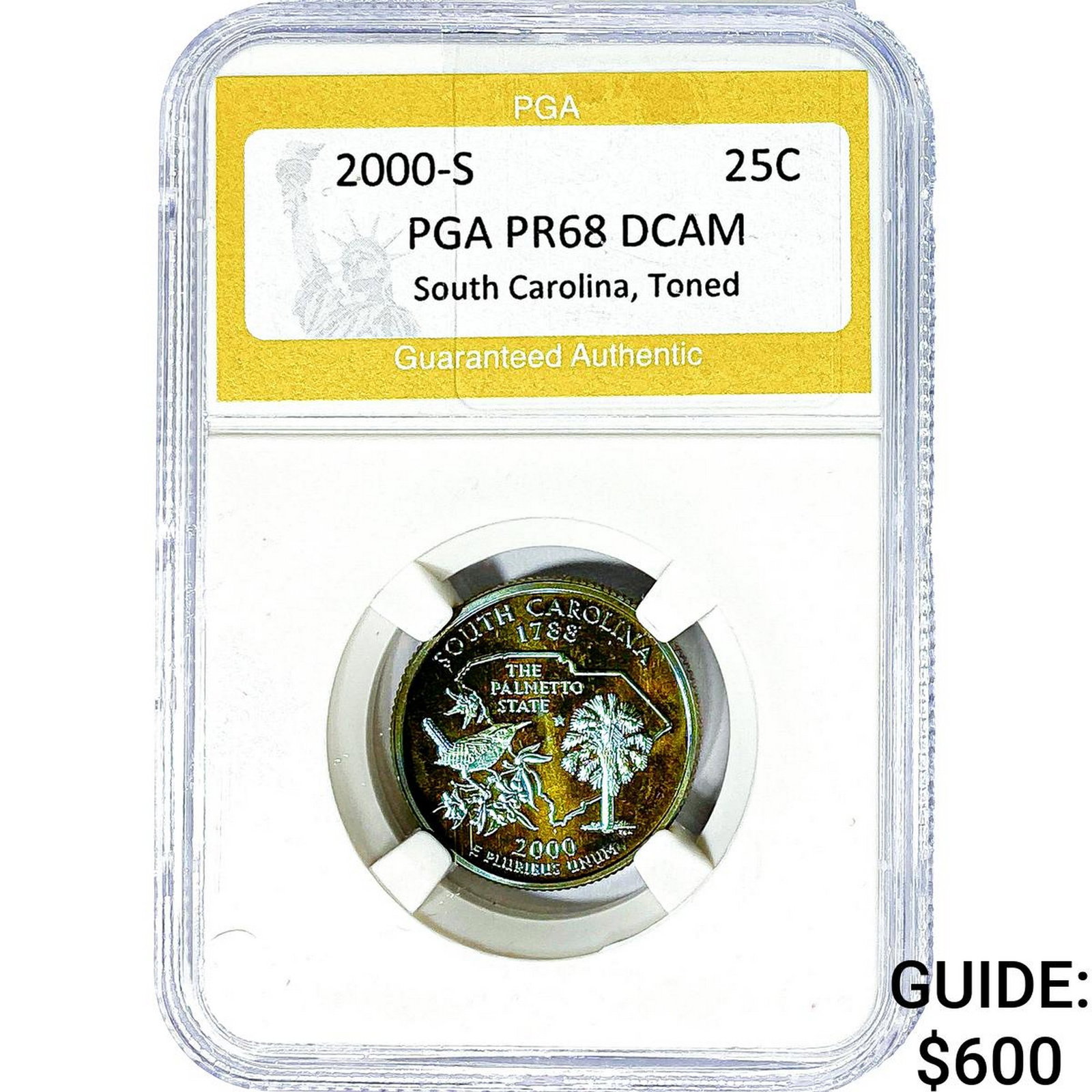 2000-S South Carolina Quarter PGA PR68 DCAM Toned: 2000-S South Carolina Quarter PGA PR68 DCAM Toned
