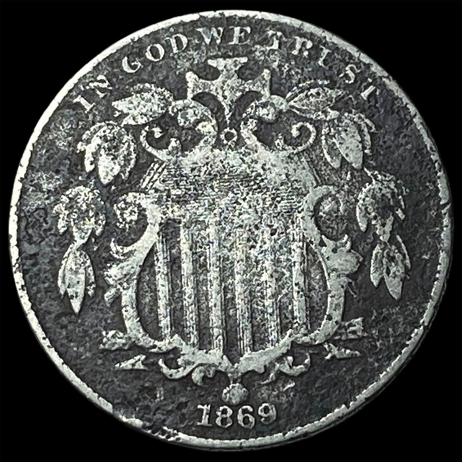 1869 Shield Nickel NICELY CIRCULATED: 1869 Shield Nickel NICELY CIRCULATED