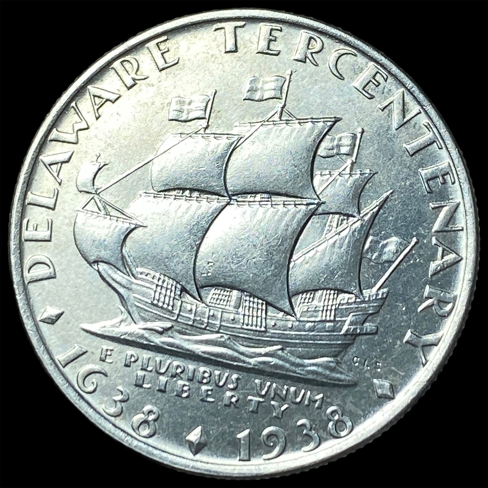 1936 Silver Delaware Tercentenary Half Dollar UNCIRCULATED (1 of 2)