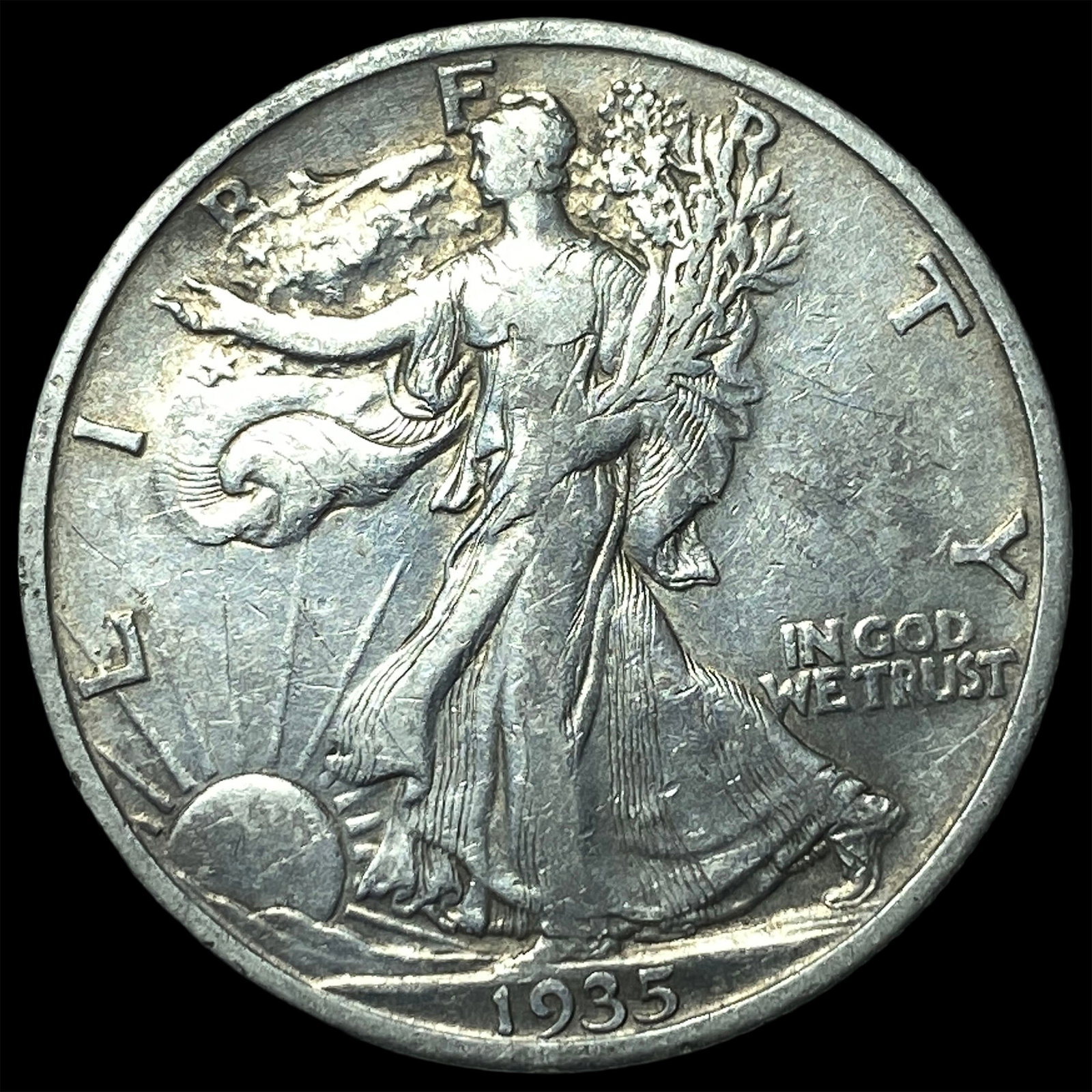 1935-S Silver Walking Liberty Half Dollar NEARLY UNCIRCULATED: 1935-S Silver Walking Liberty Half Dollar NEARLY UNCIRCULATED