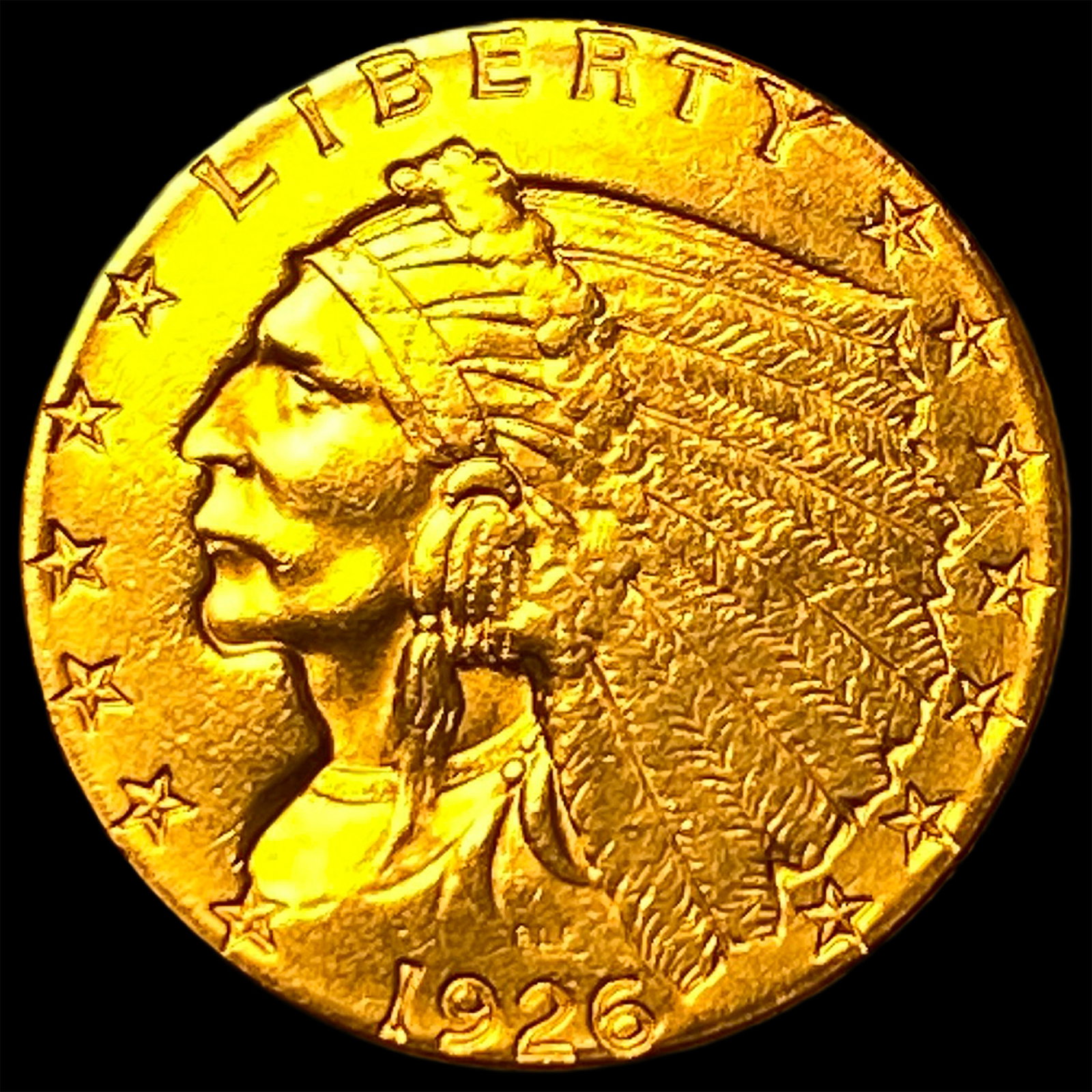 1926 Indian Head Gold $2.50 Quarter Eagle CLOSELY UNCIRCULATED: 1926 Indian Head Gold $2.50 Quarter Eagle CLOSELY UNCIRCULATED