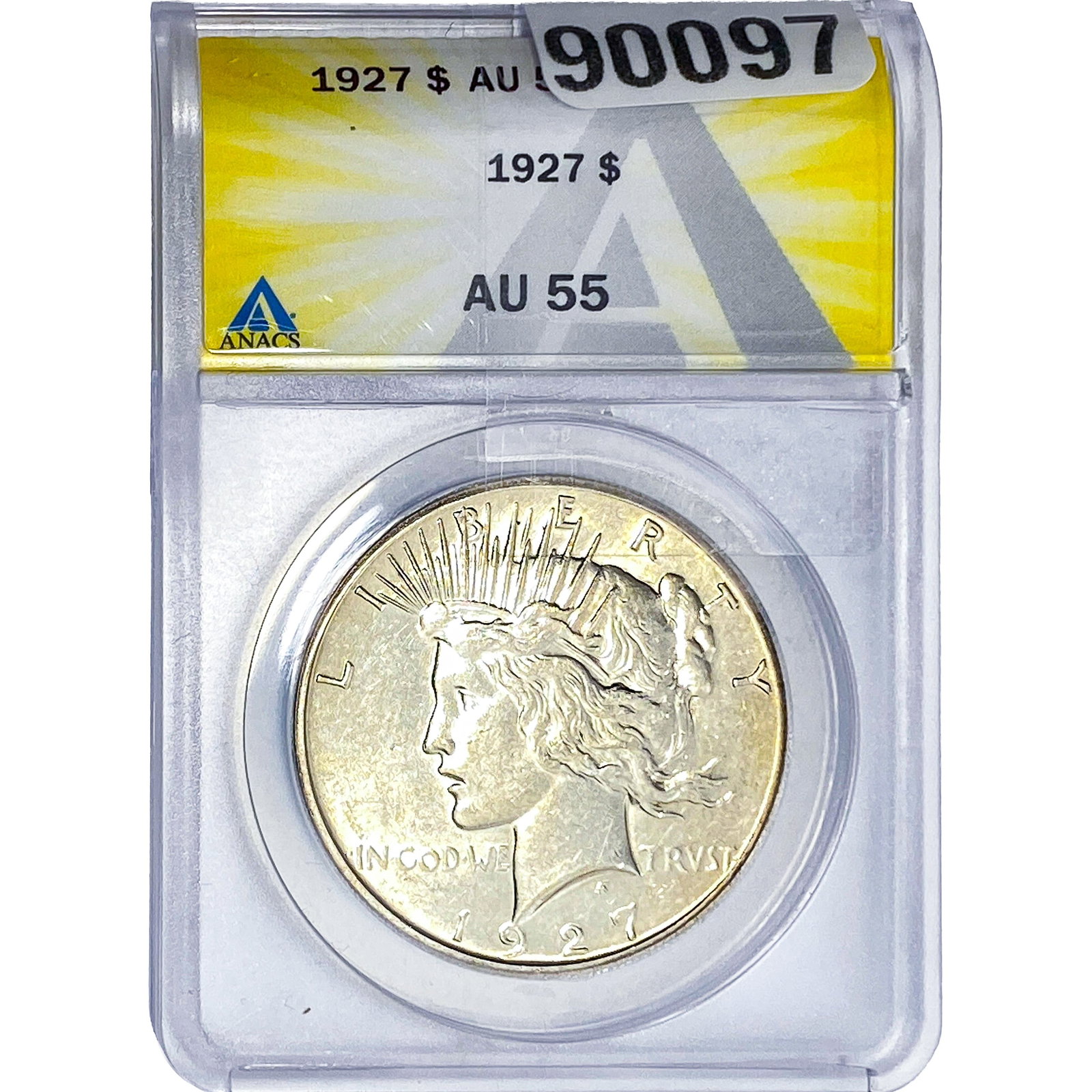 1927 Silver Peace Dollar ANACS AU55: 1927 Silver Peace Dollar ANACS AU55