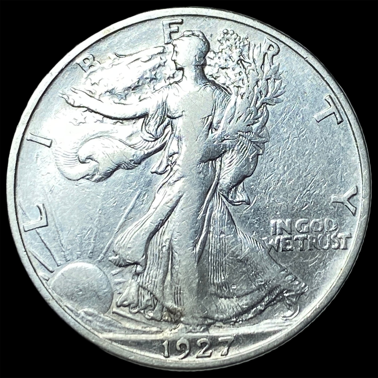 1927 Silver Walking Liberty Half Dollar NEARLY UNCIRCULATED: 1927 Silver Walking Liberty Half Dollar NEARLY UNCIRCULATED