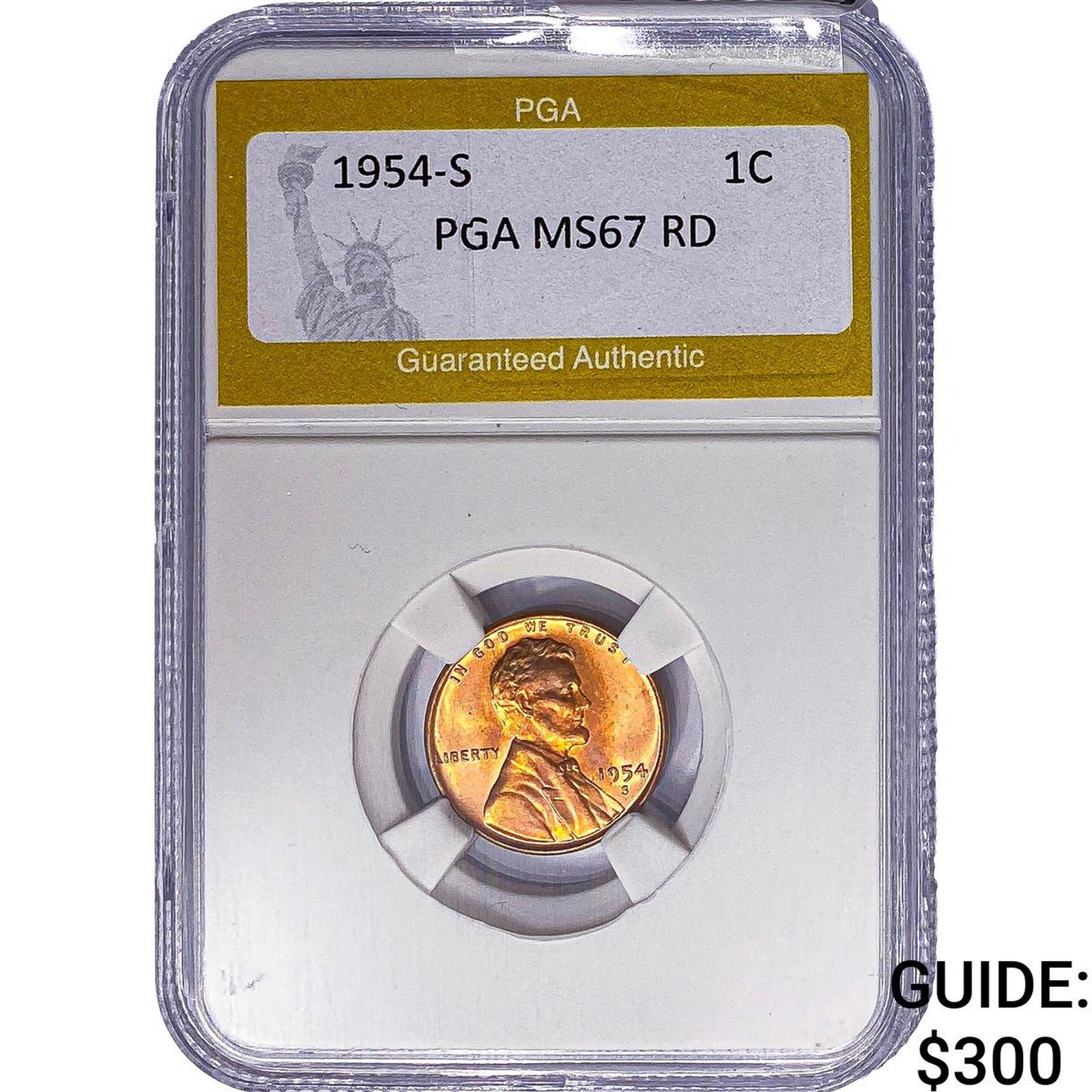 1954-S Wheat Cent PGA MS67 RD: 1954-S Wheat Cent PGA MS67 RD