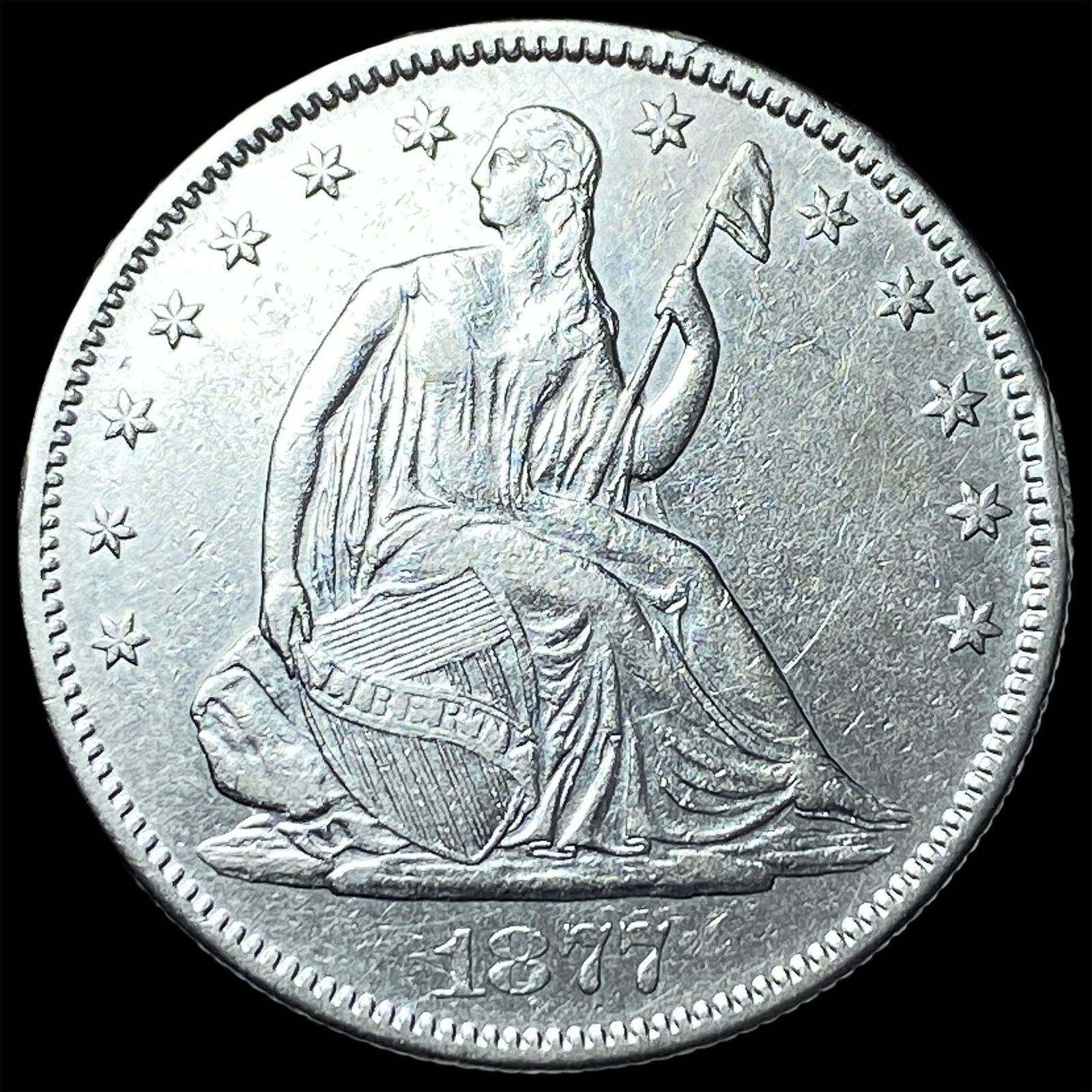 1877-S Silver Half Dollar CLOSELY UNCIRCULATED: 1877-S Silver Half Dollar CLOSELY UNCIRCULATED