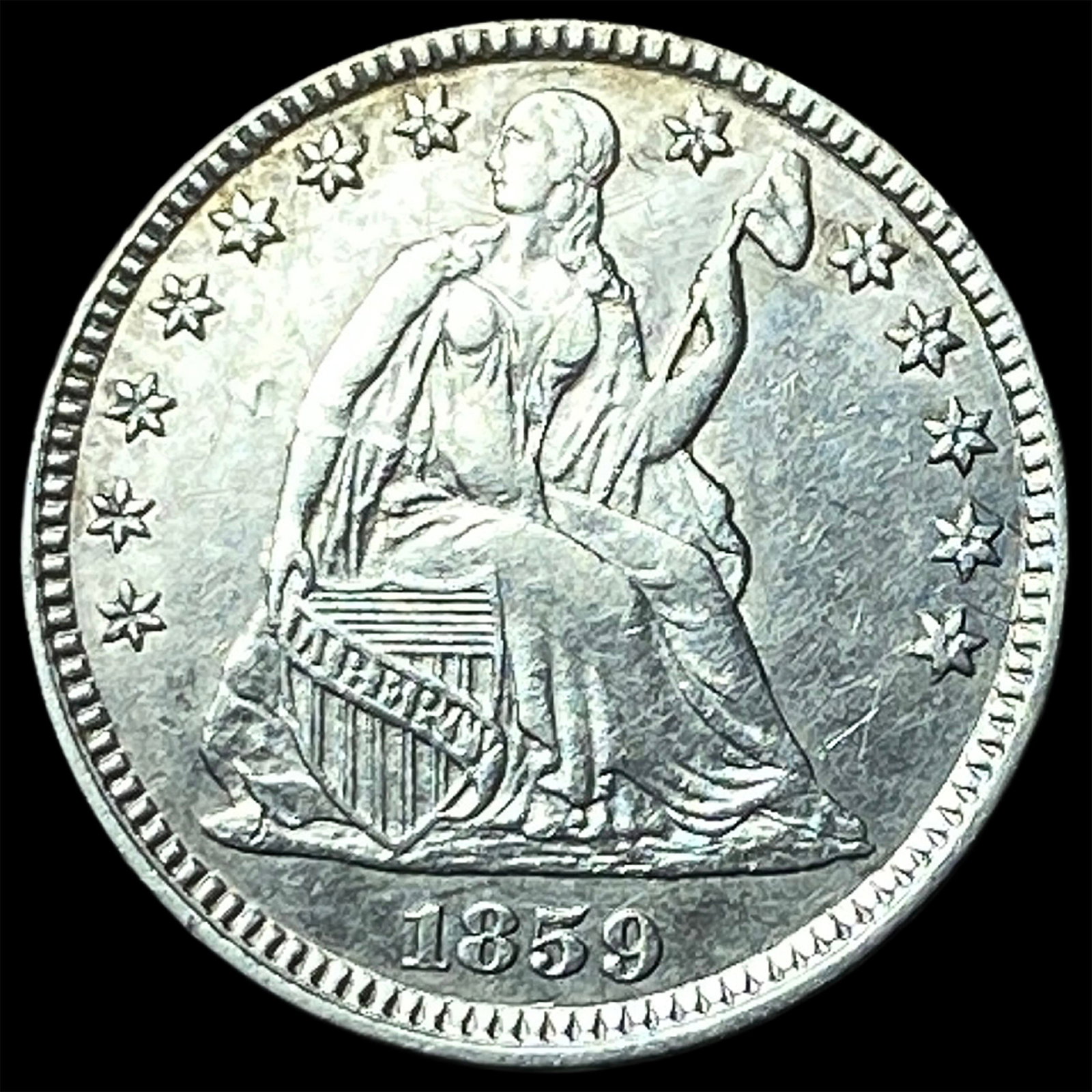 1859 Silver Half Dime CHOICE AU: 1859 Silver Half Dime CHOICE AU
