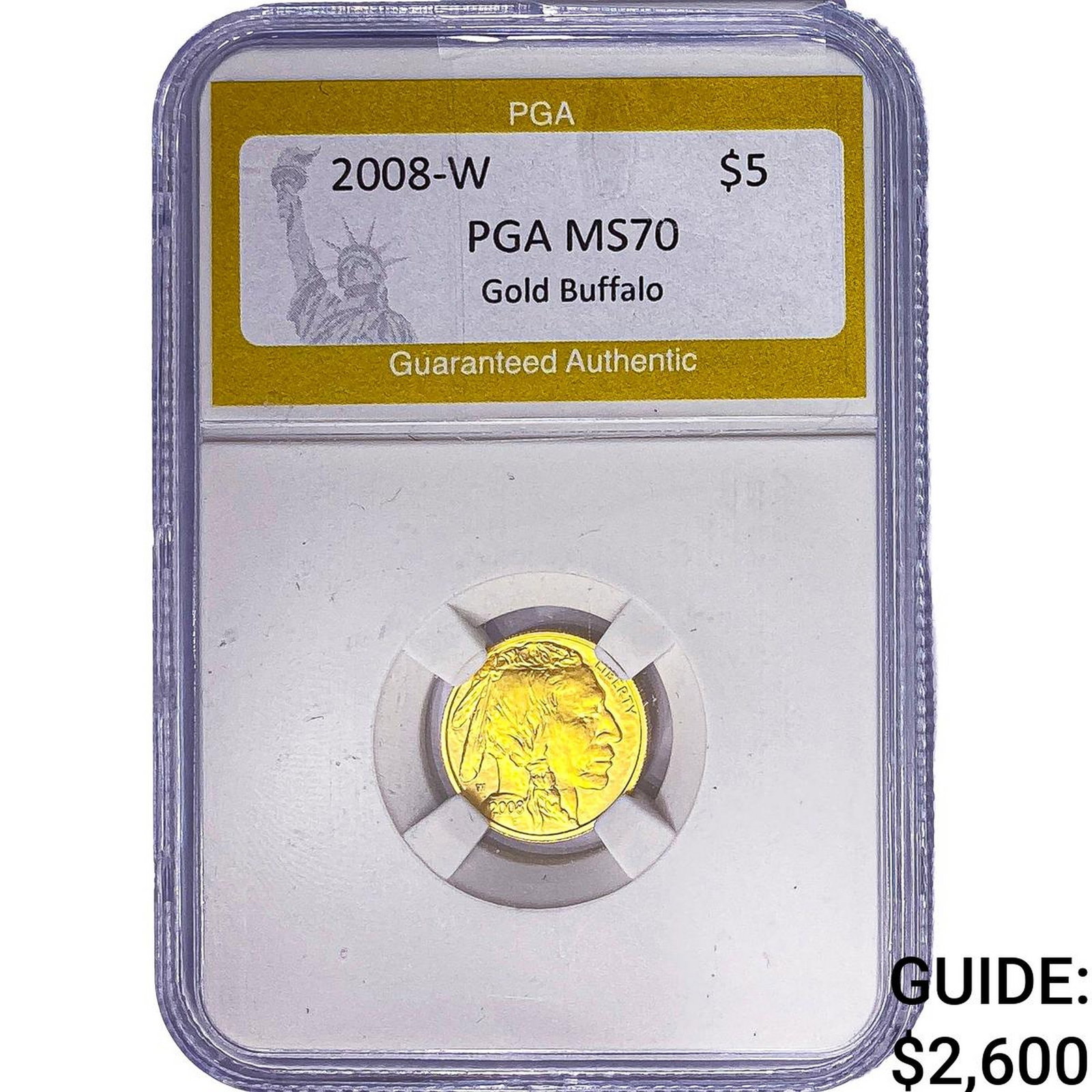 2008-W 1/10oz Gold $5 Buffalo PGA MS70: 2008-W 1/10oz Gold $5 Buffalo PGA MS70