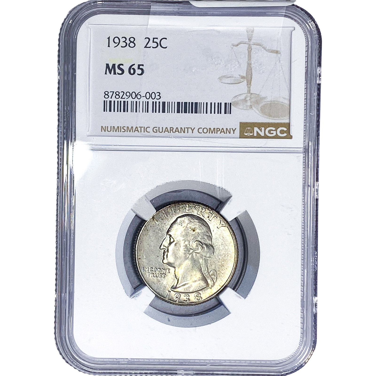 1938 Washington Silver Quarter NGC MS65: 1938 Washington Silver Quarter NGC MS65