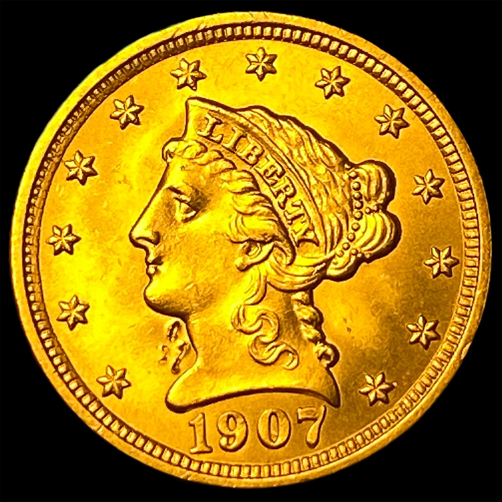 1907 Liberty Head Gold Quarter Eagle $2.50 UNCIRCULATED: 1907 Liberty Head Gold Quarter Eagle $2.50 UNCIRCULATED