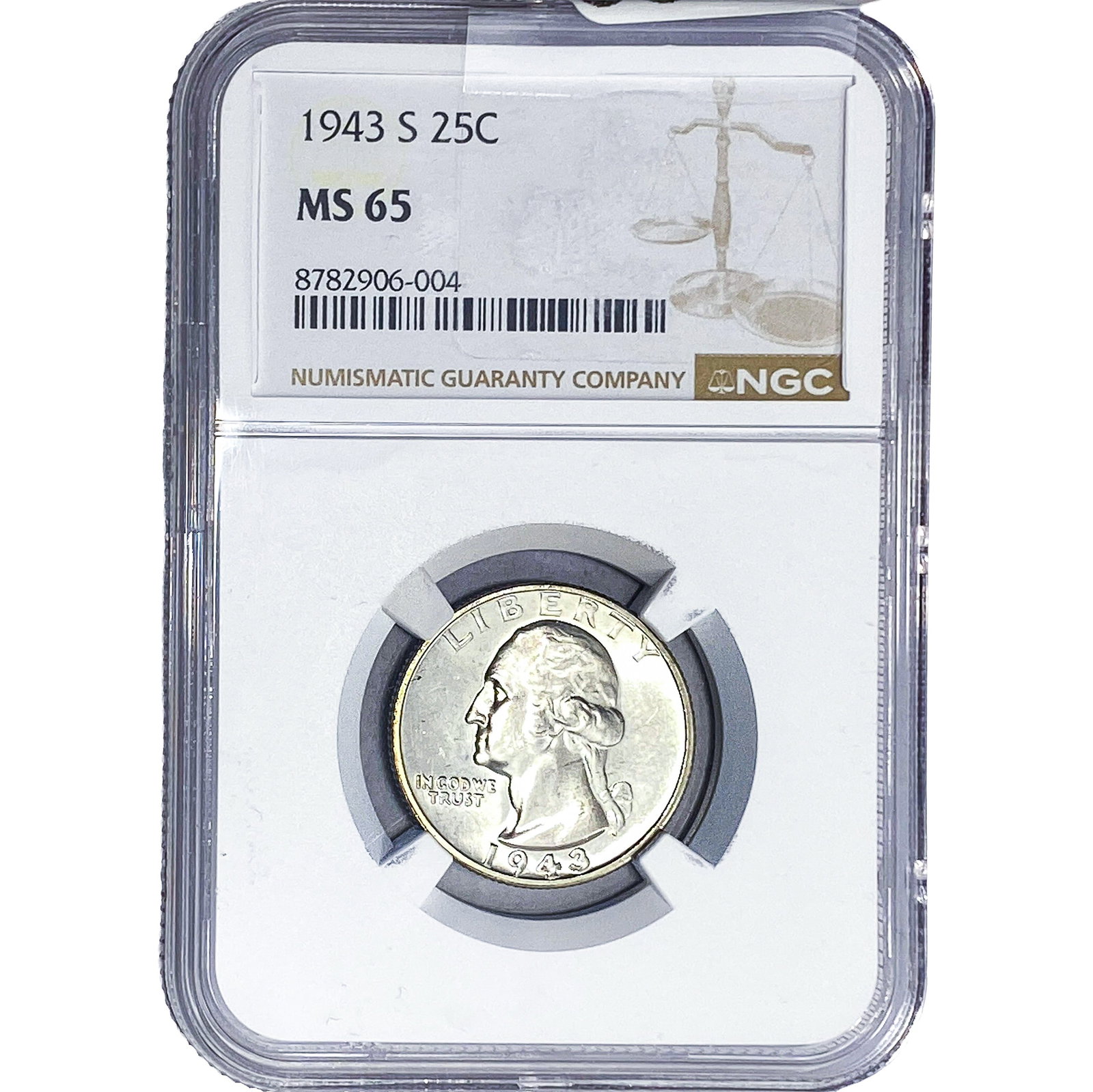 1943-S Washington Silver Quarter NGC MS65: 1943-S Washington Silver Quarter NGC MS65