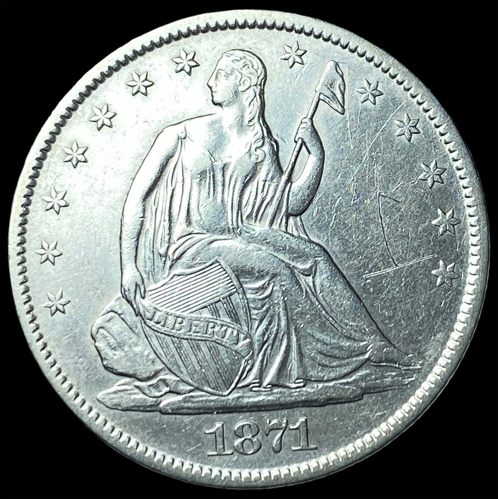 1871-S Silver Half Dollar CLOSELY UNCIRCULATED: 1871-S Silver Half Dollar CLOSELY UNCIRCULATED