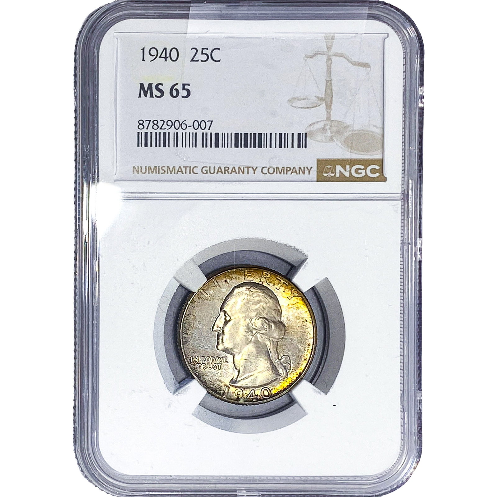 1940 Washington Silver Quarter NGC MS65: 1940 Washington Silver Quarter NGC MS65
