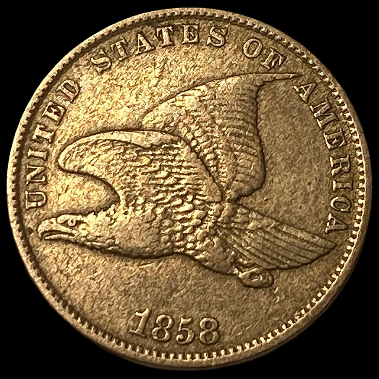 1858 Copper-Nickel Flying Eagle Cent NEARLY UNCIRCULATED: 1858 Copper-Nickel Flying Eagle Cent NEARLY UNCIRCULATED