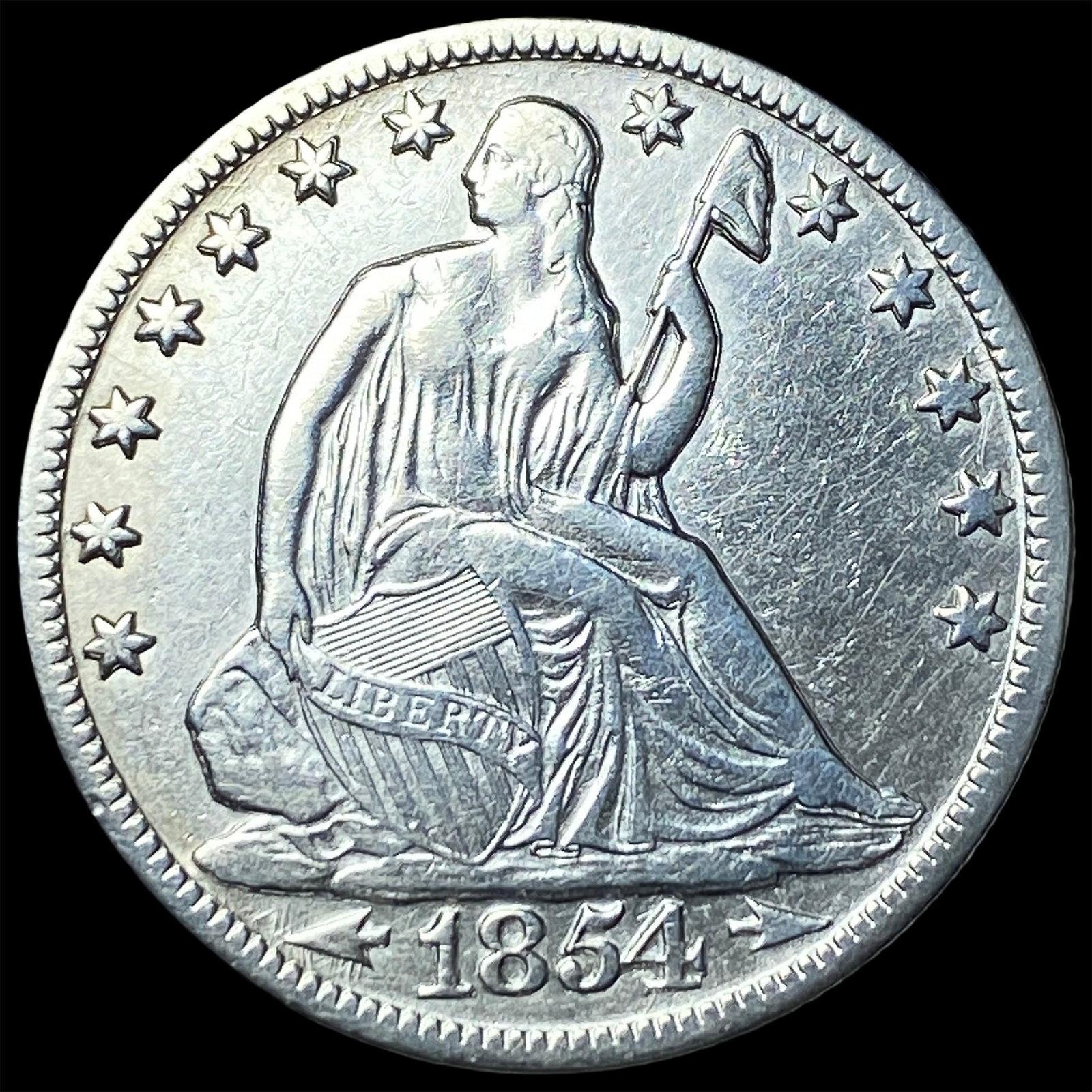 1854-O Silver Half Dollar NEARLY UNCIRCULATED: 1854-O Silver Half Dollar NEARLY UNCIRCULATED