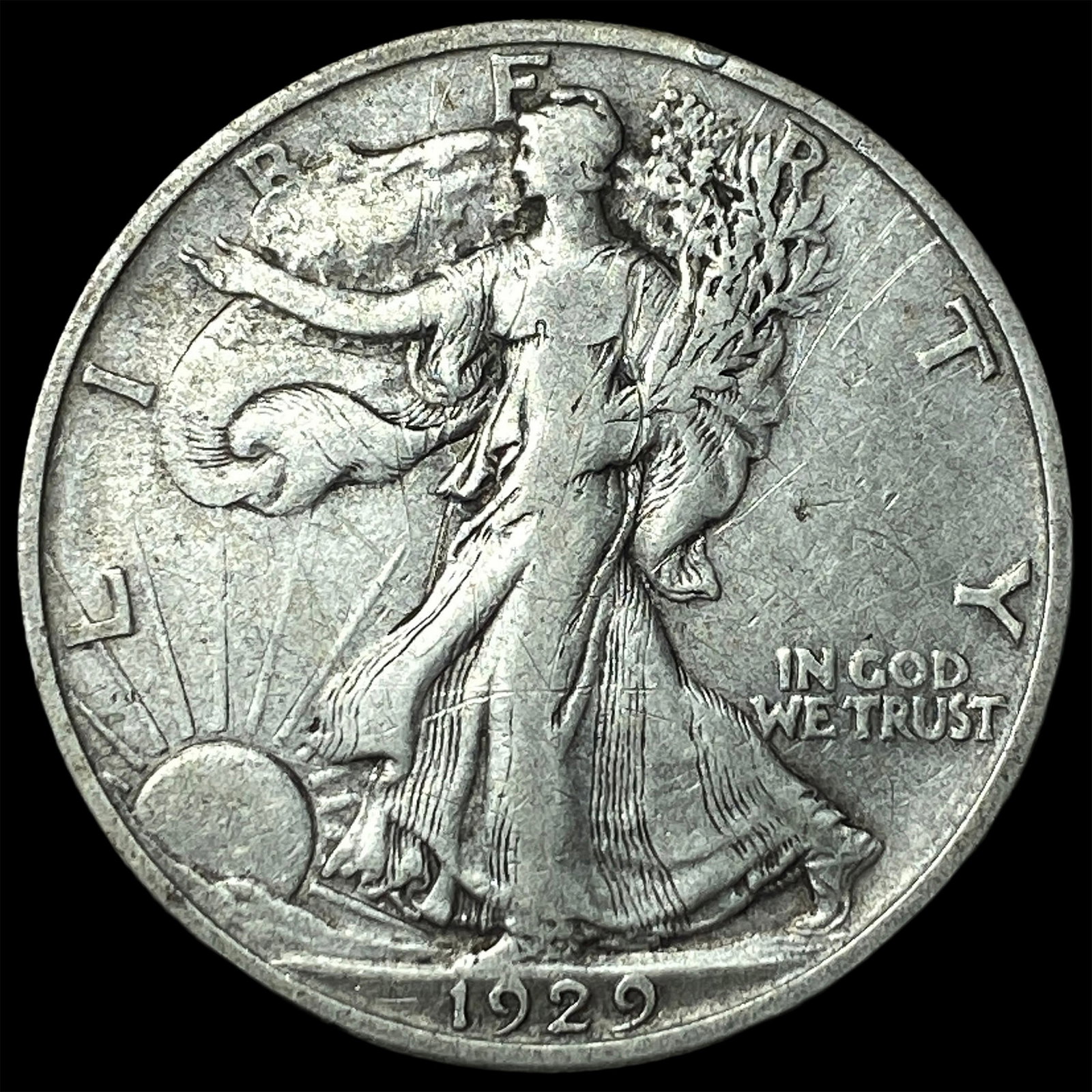 1929-S Silver Walking Liberty Half Dollar ABOUT UNCIRCULATED: 1929-S Silver Walking Liberty Half Dollar ABOUT UNCIRCULATED