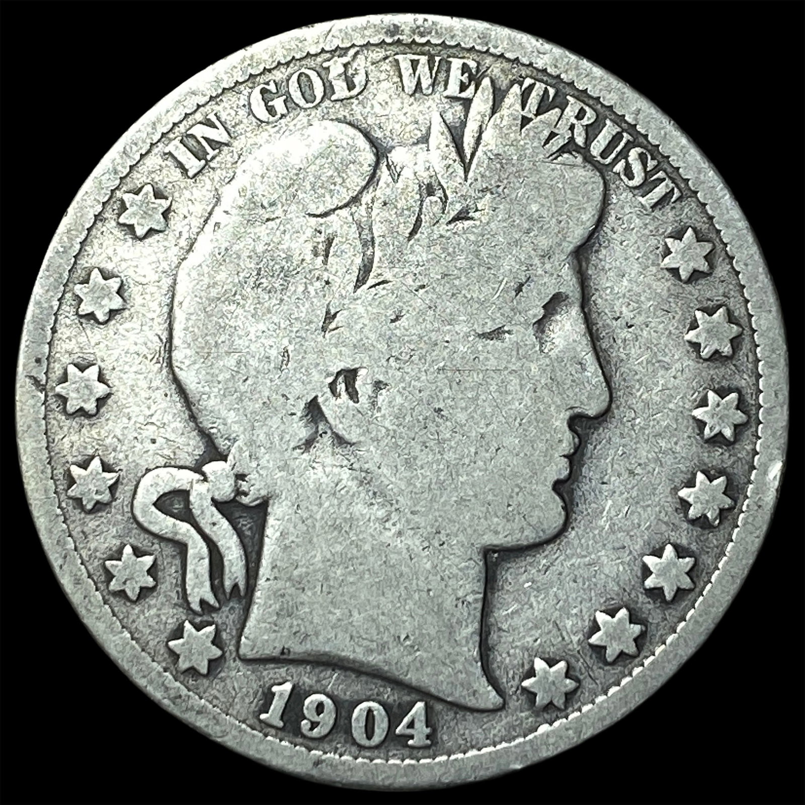 1904-S Silver Barber Half Dollar LIGHTLY CIRCULATED: 1904-S Silver Barber Half Dollar LIGHTLY CIRCULATED