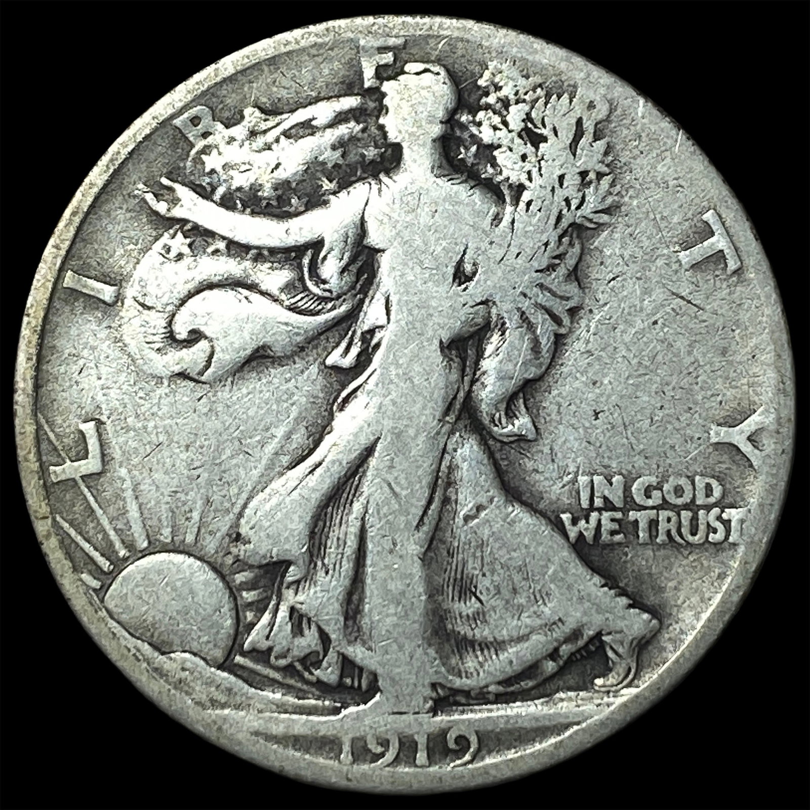 1919-D Silver Walking Liberty Half Dollar LIGHTLY CIRCULATED: 1919-D Silver Walking Liberty Half Dollar LIGHTLY CIRCULATED