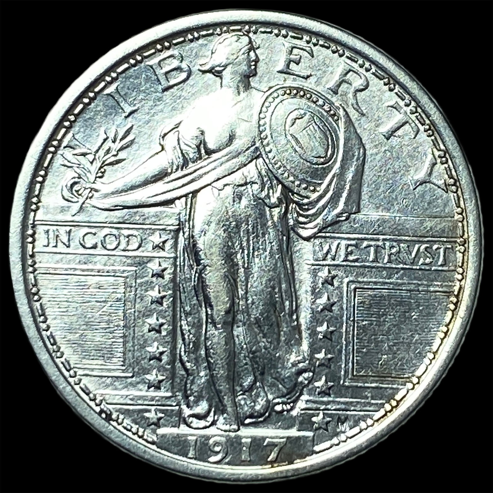 1917 Type 1 Standing Liberty Quarter CLOSELY UNCIRCULATED: 1917 Type 1 Standing Liberty Quarter CLOSELY UNCIRCULATED