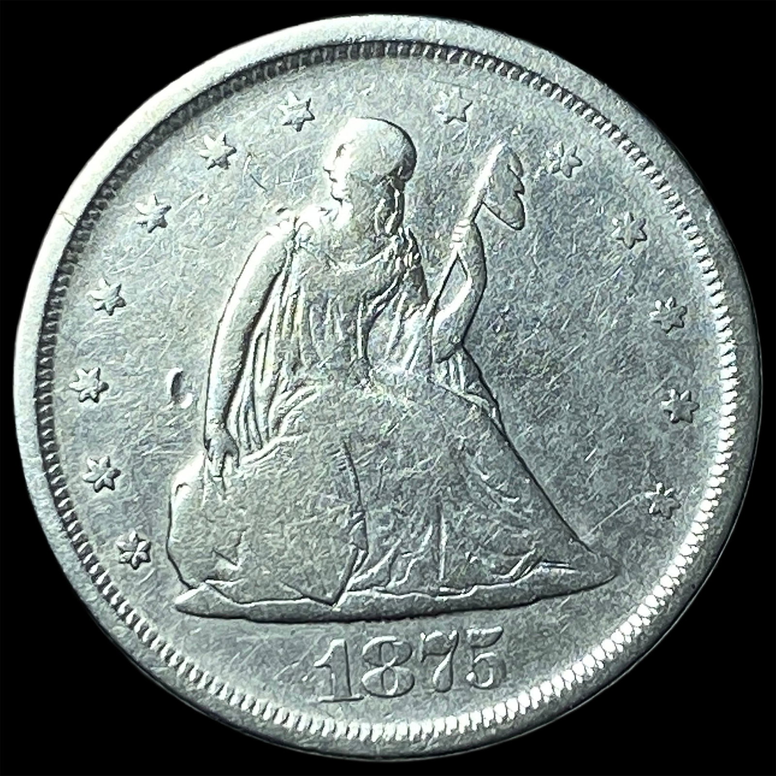 1875-S Silver Twenty Cents ABOUT UNCIRCULATED: 1875-S Silver Twenty Cents ABOUT UNCIRCULATED