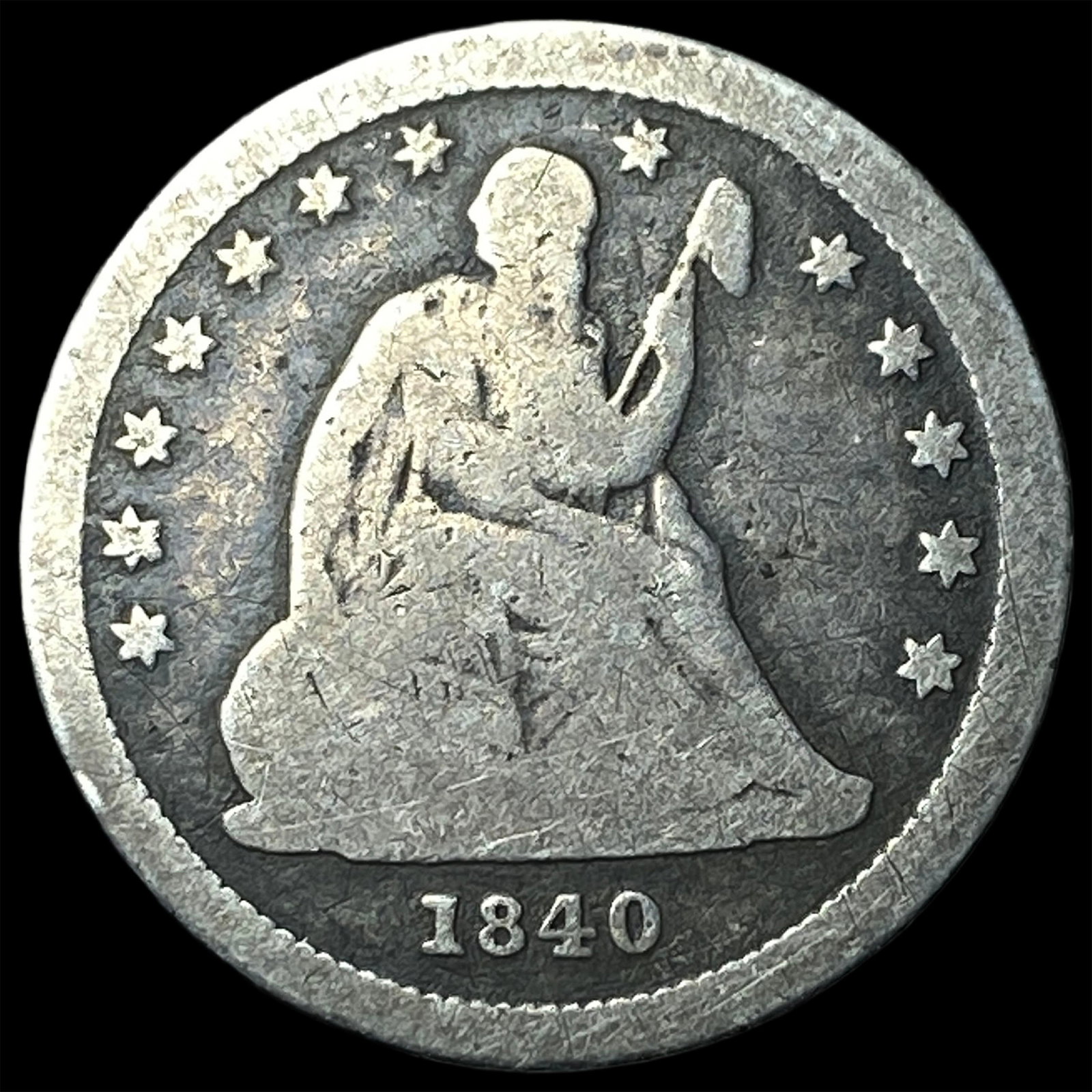 1840-O Silver Seated Liberty Quarter NICELY CIRCULATED: 1840-O Silver Seated Liberty Quarter NICELY CIRCULATED