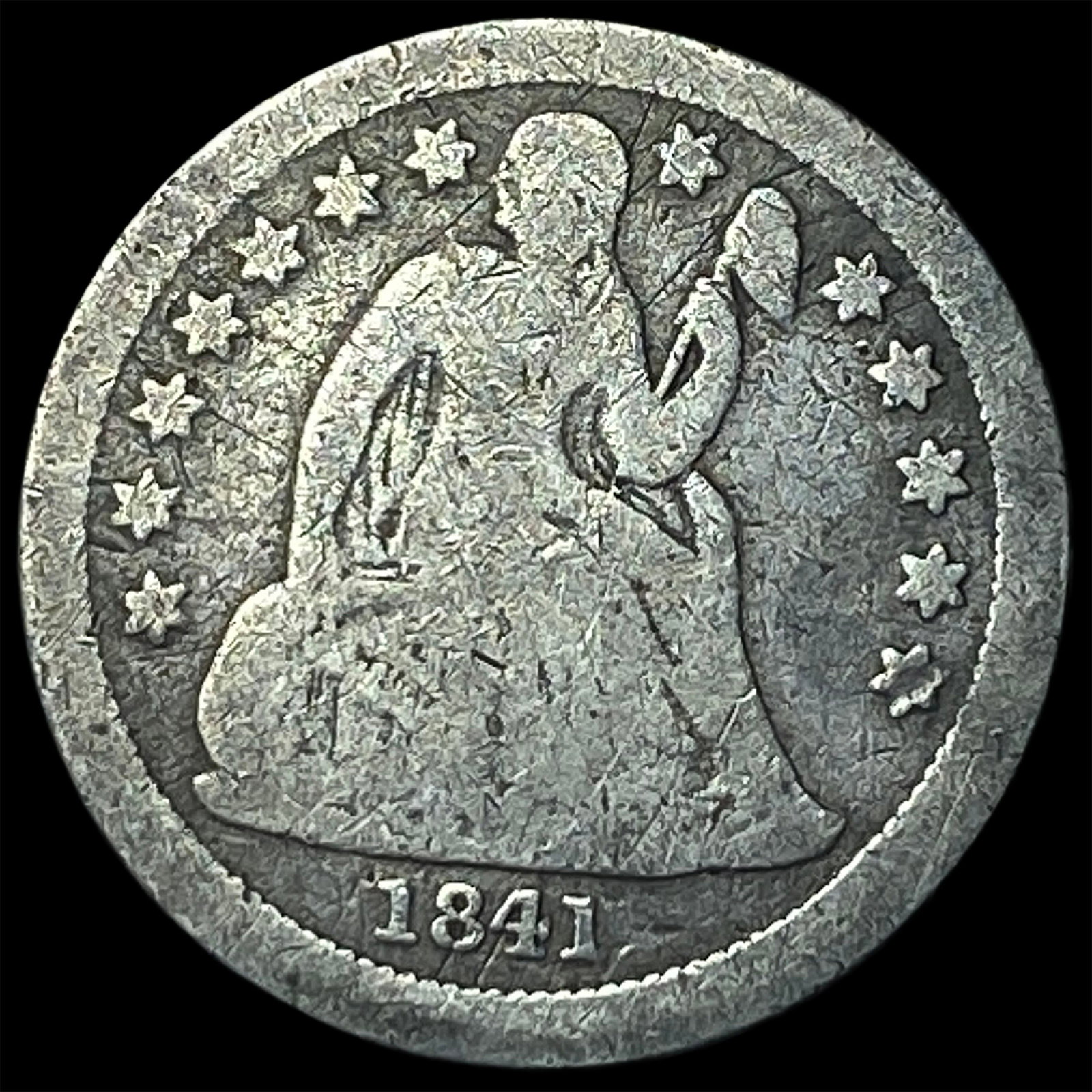 1841-O Silver Seated Liberty Dime NICELY CIRCULATED: 1841-O Silver Seated Liberty Dime NICELY CIRCULATED
