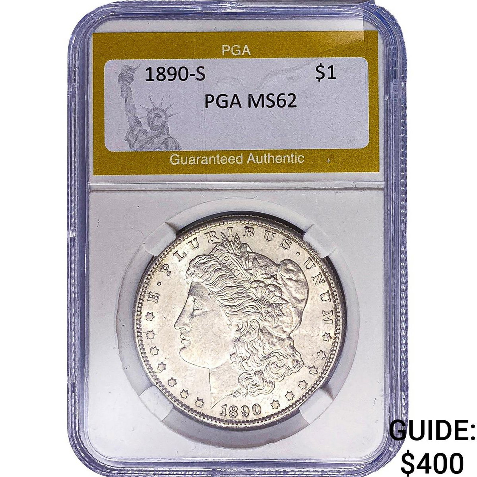 1890-S Morgan Silver Dollar PGA MS62: 1890-S Morgan Silver Dollar PGA MS62