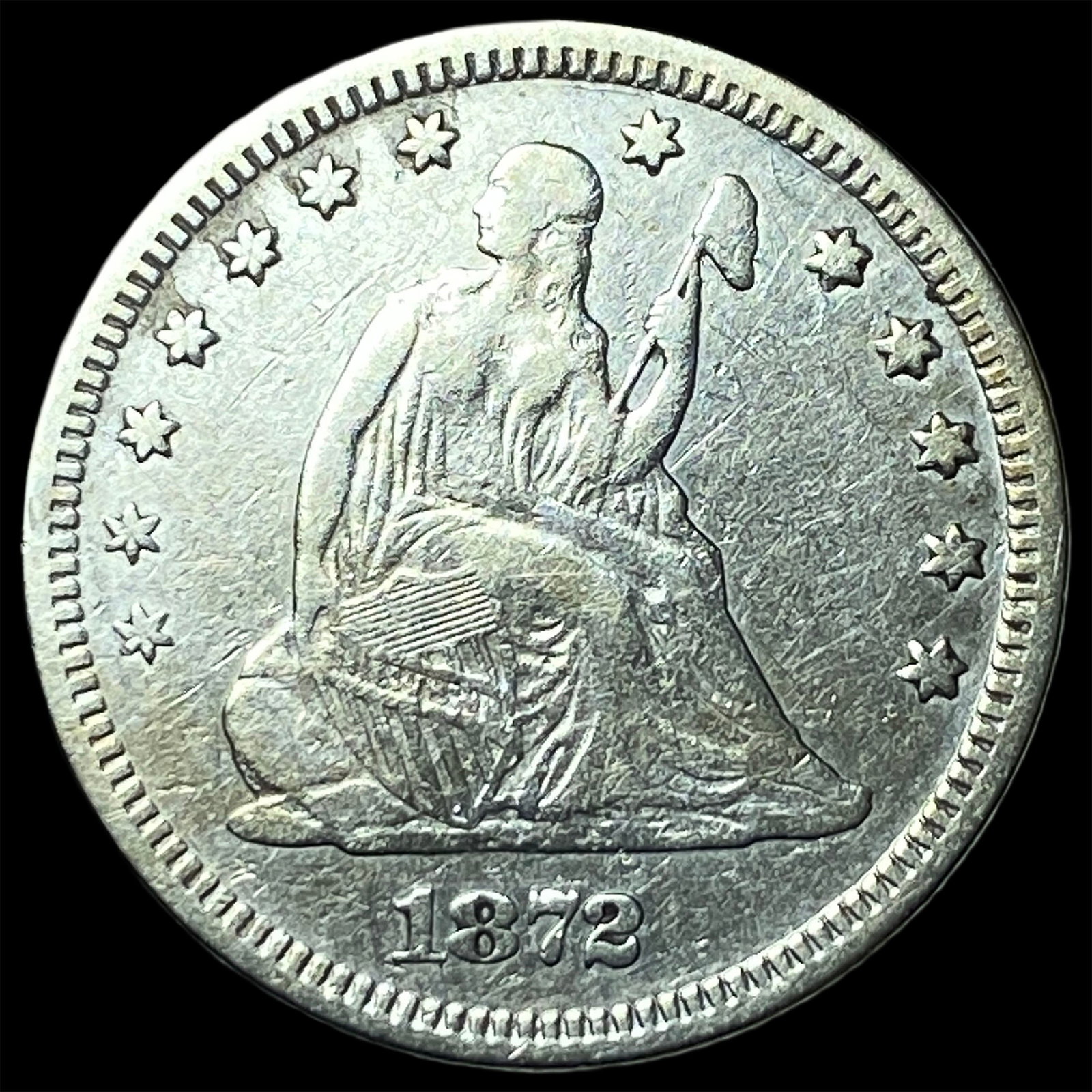 1872 Seated Liberty Quarter NEARLY UNCIRCULATED: 1872 Seated Liberty Quarter NEARLY UNCIRCULATED