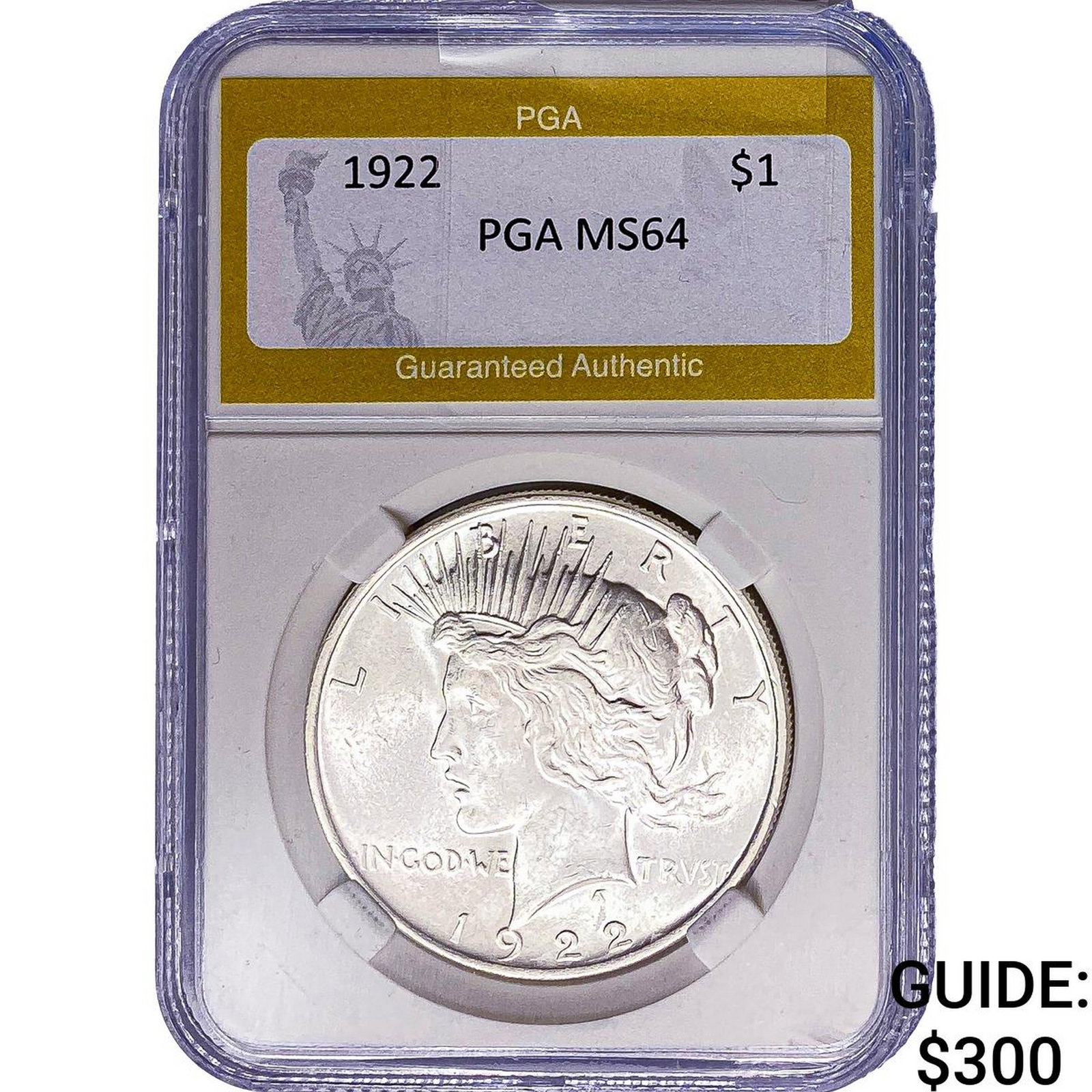 1922 Silver Peace Dollar PGA MS64: 1922 Silver Peace Dollar PGA MS64