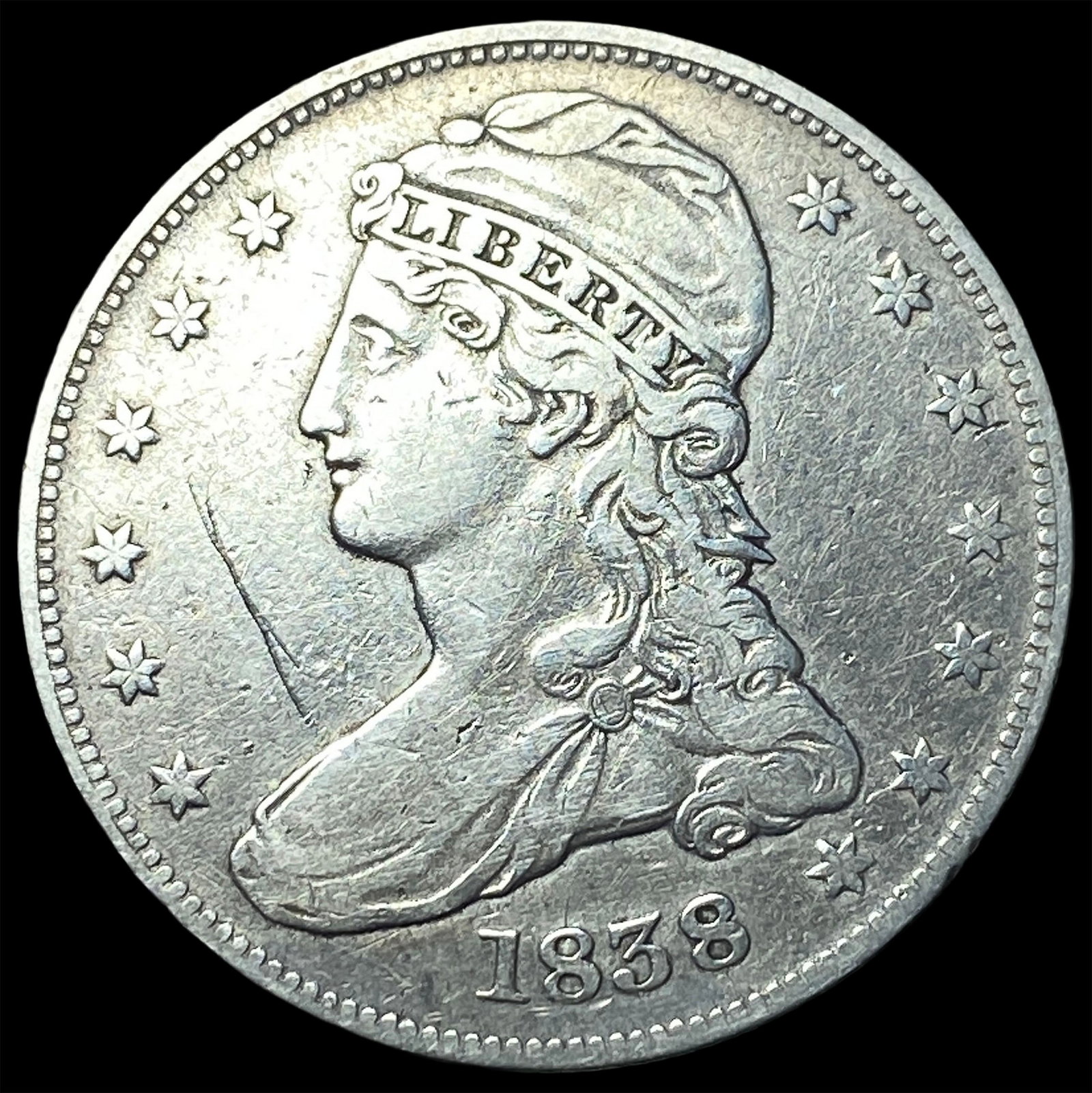 1838 Silver Half Dollar (Capped Bust) NEARLY UNCIRCULATED (1 of 2)