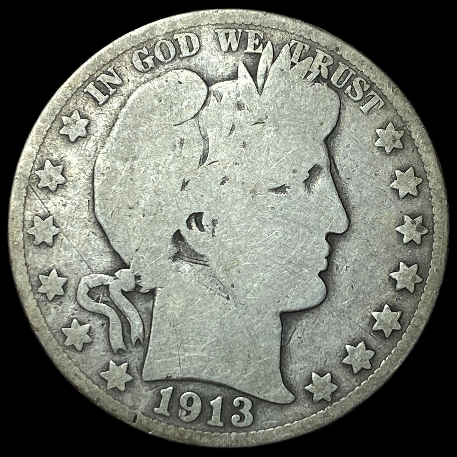 1913 Barber Half Dollar NICELY CIRCULATED: 1913 Barber Half Dollar NICELY CIRCULATED