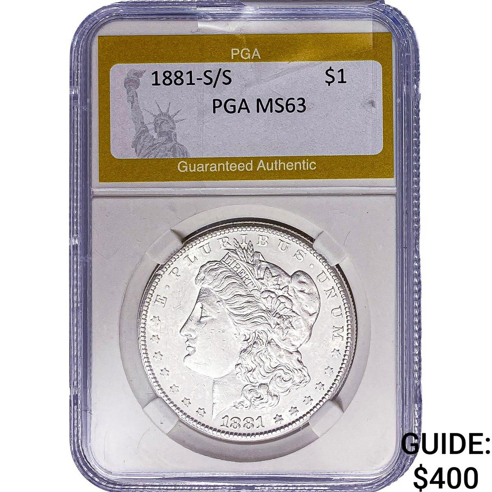 1881-S/S Morgan Silver Dollar PGA MS63: 1881-S/S Morgan Silver Dollar PGA MS63