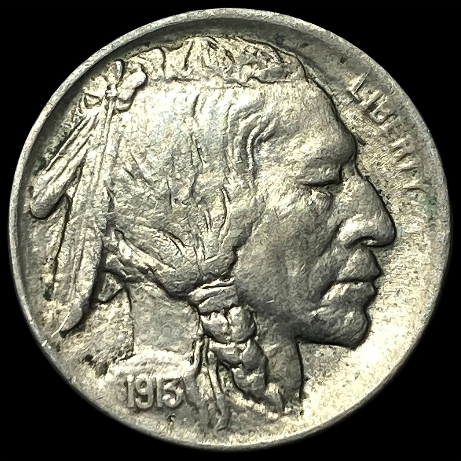 1913-D Buffalo Nickel Type 2 CHOICE AU: 1913-D Buffalo Nickel Type 2 CHOICE AU