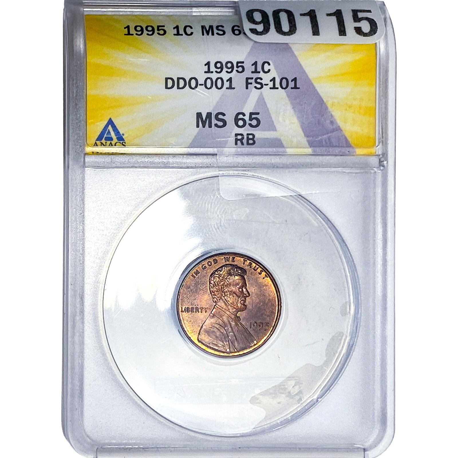 1995 Wheat Cent ANACS MS65 RB: 1995 Wheat Cent ANACS MS65 RB