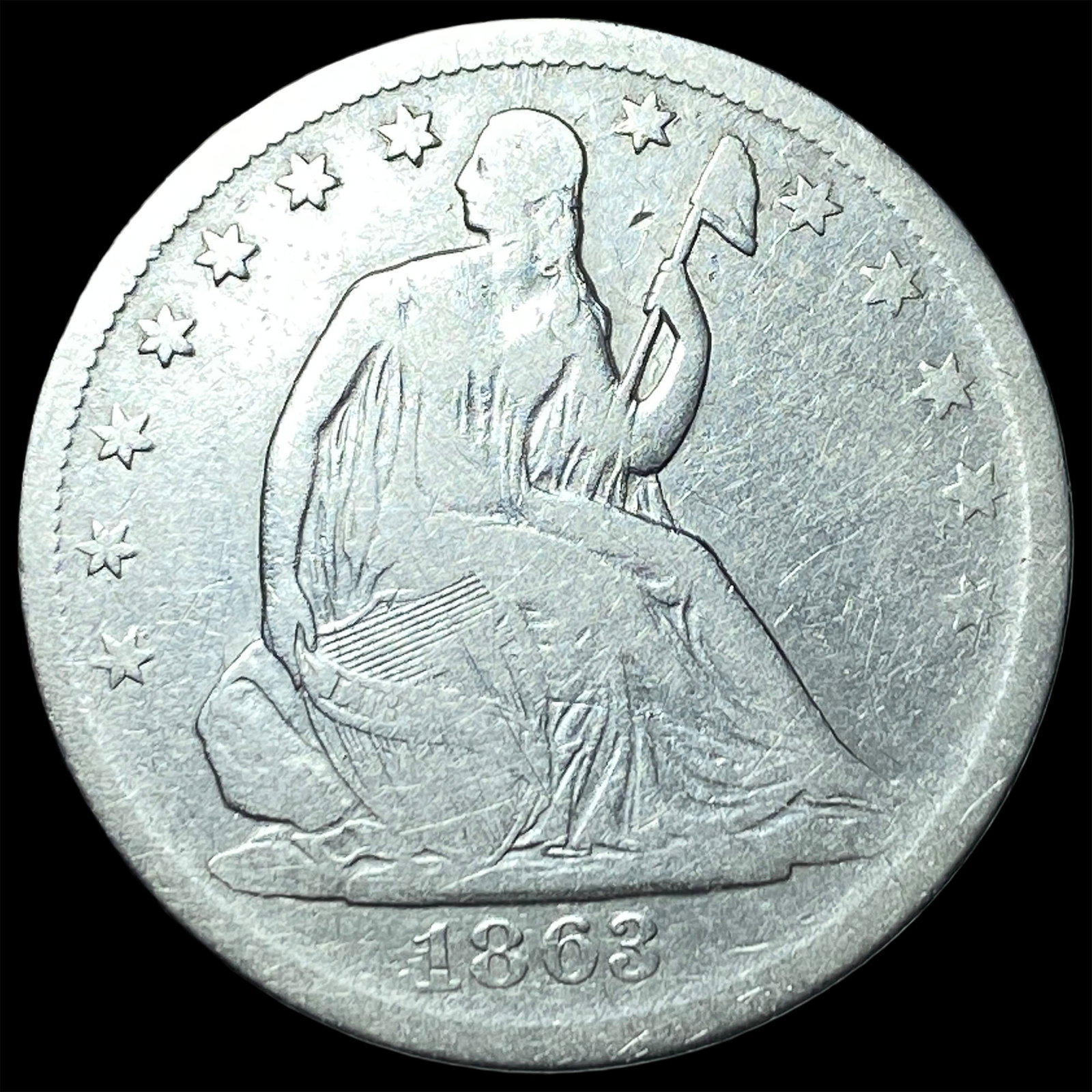 1863-S Silver Half Dollar NICELY CIRCULATED: 1863-S Silver Half Dollar NICELY CIRCULATED