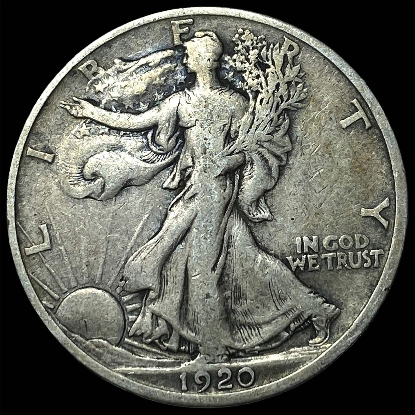 1920-D Silver Walking Liberty Half Dollar NEARLY UNCIRCULATED: 1920-D Silver Walking Liberty Half Dollar NEARLY UNCIRCULATED